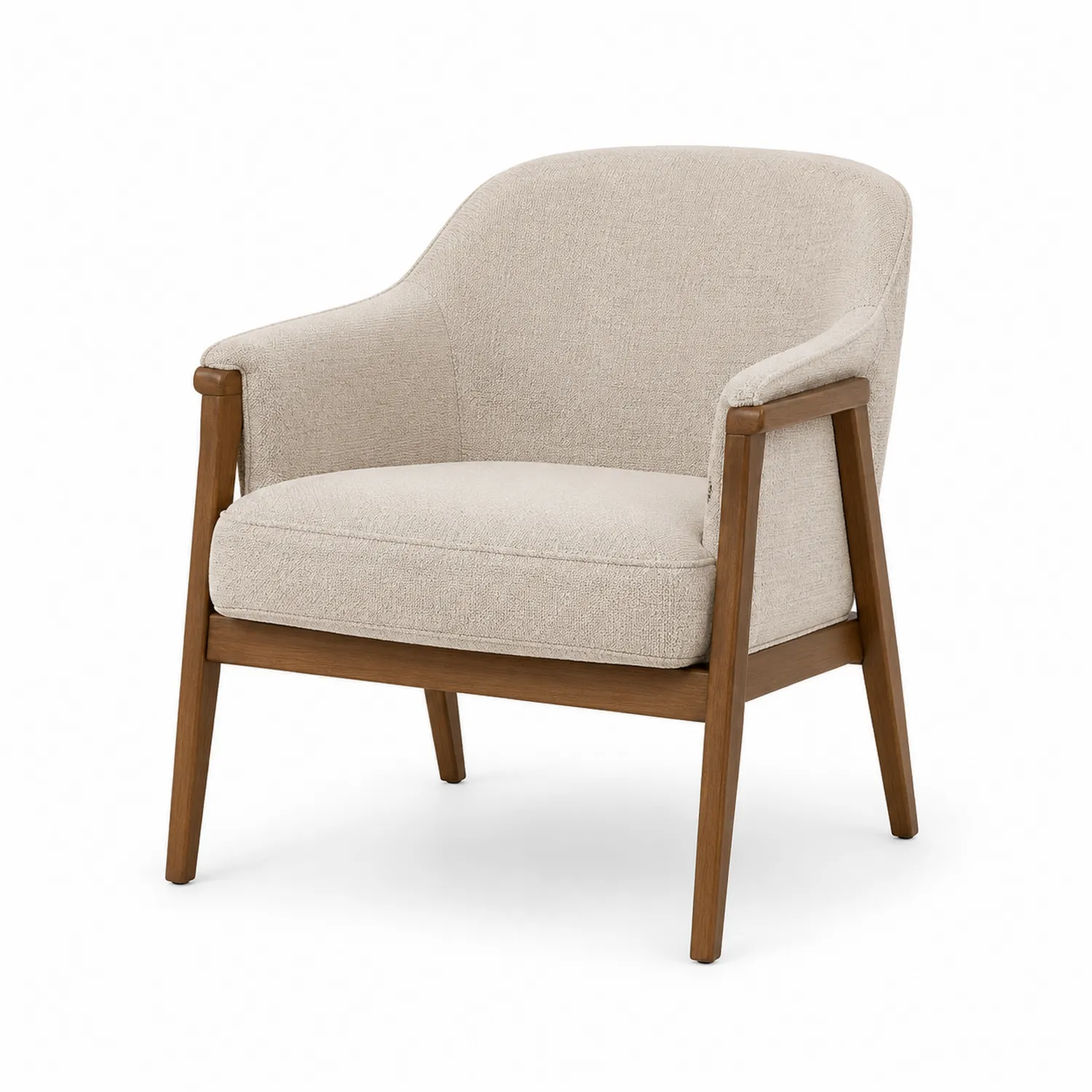 Silla madera tapizada en tela de poliéster Beige 75x65x80 cm-eltidorin