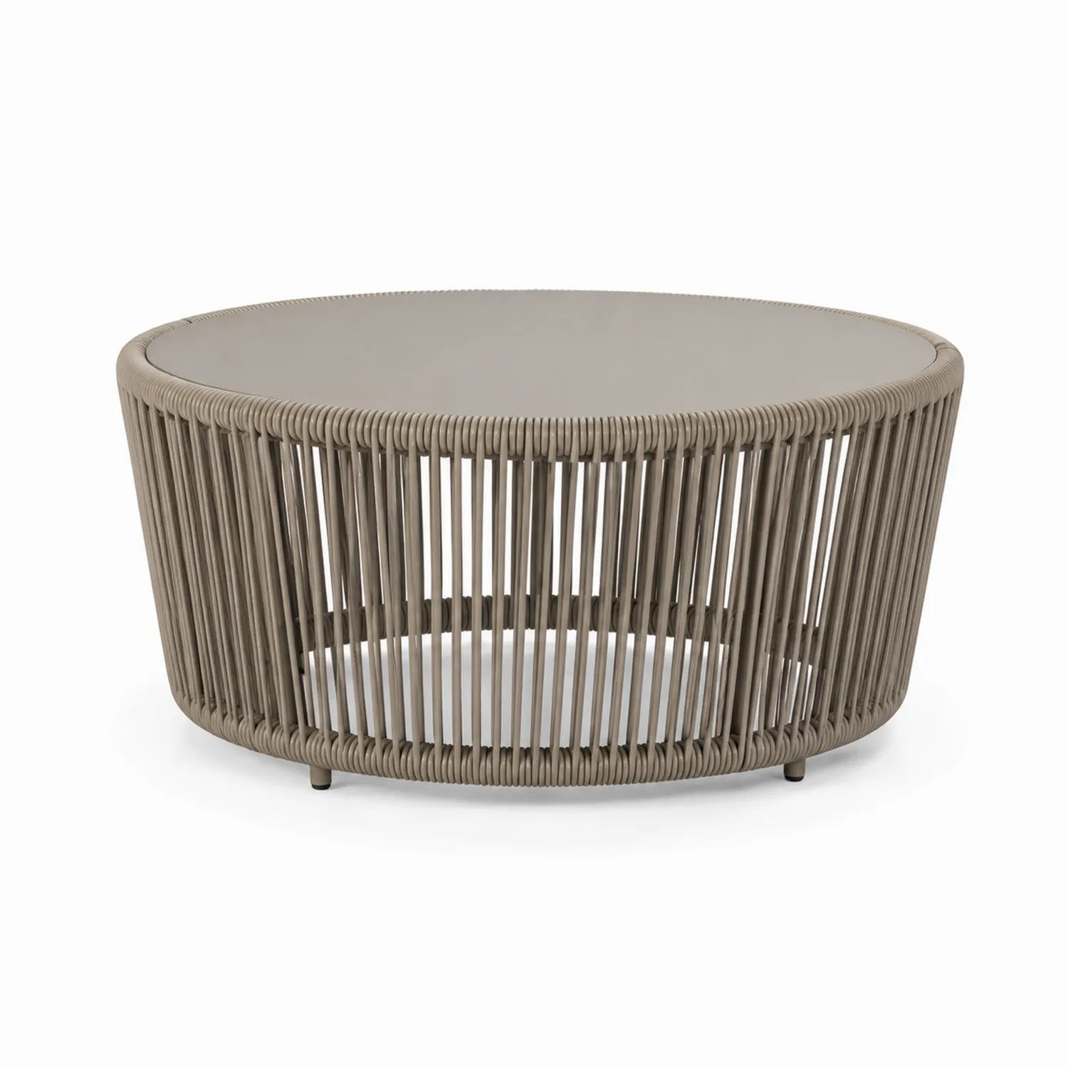 Mesa de café redonda de aluminio y cuerda sintética 80 cm Gris-eltidorin