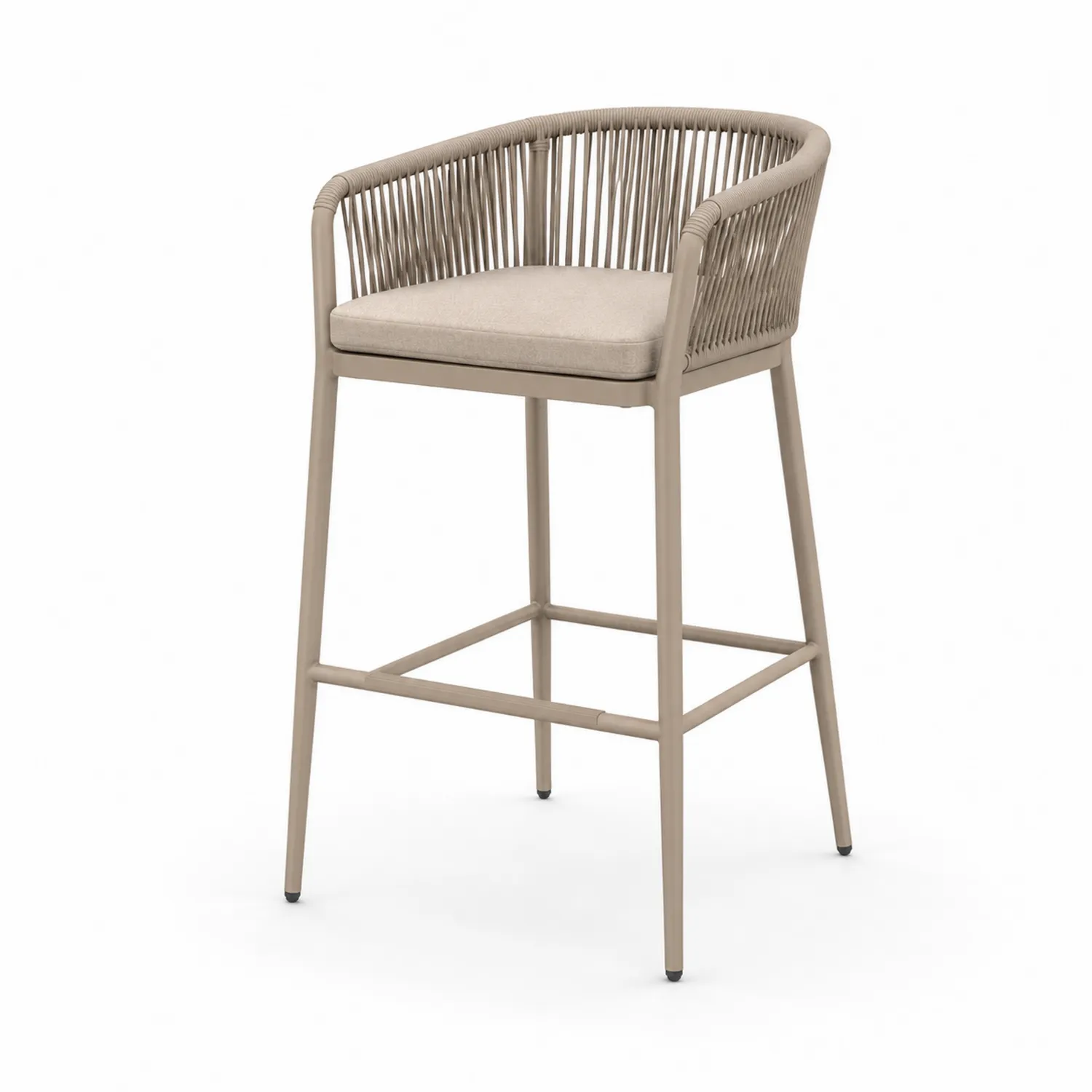 Taburete de Aluminio con Asiento de Cuerda Sintética Beige-eltidorin