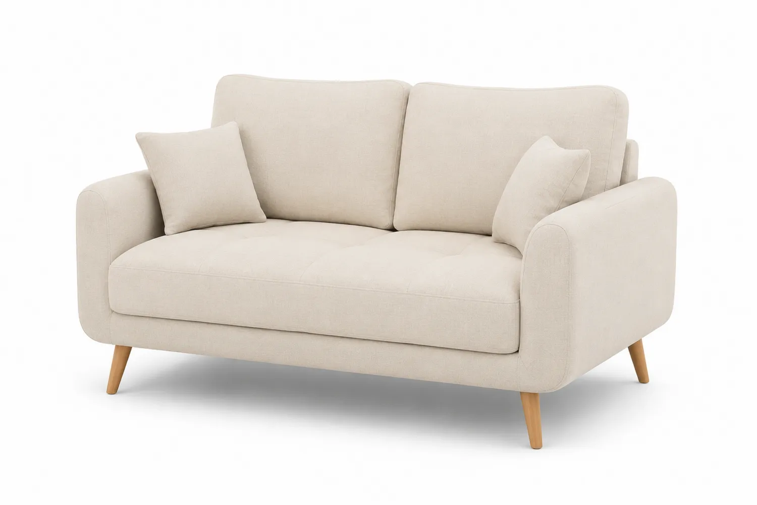 Sofá de dos plazas de poliéster y madera haya beige-eltidorin