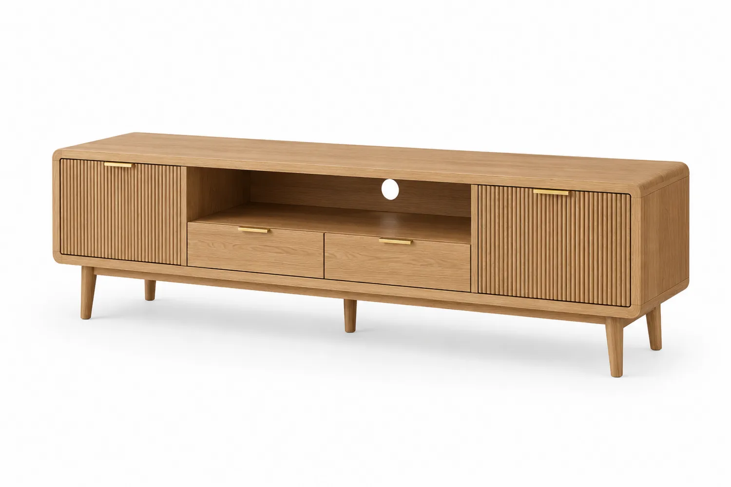 Mueble de TV de Madera Roble con Puertas y Cajones 180x40x50 cm-eltidorin