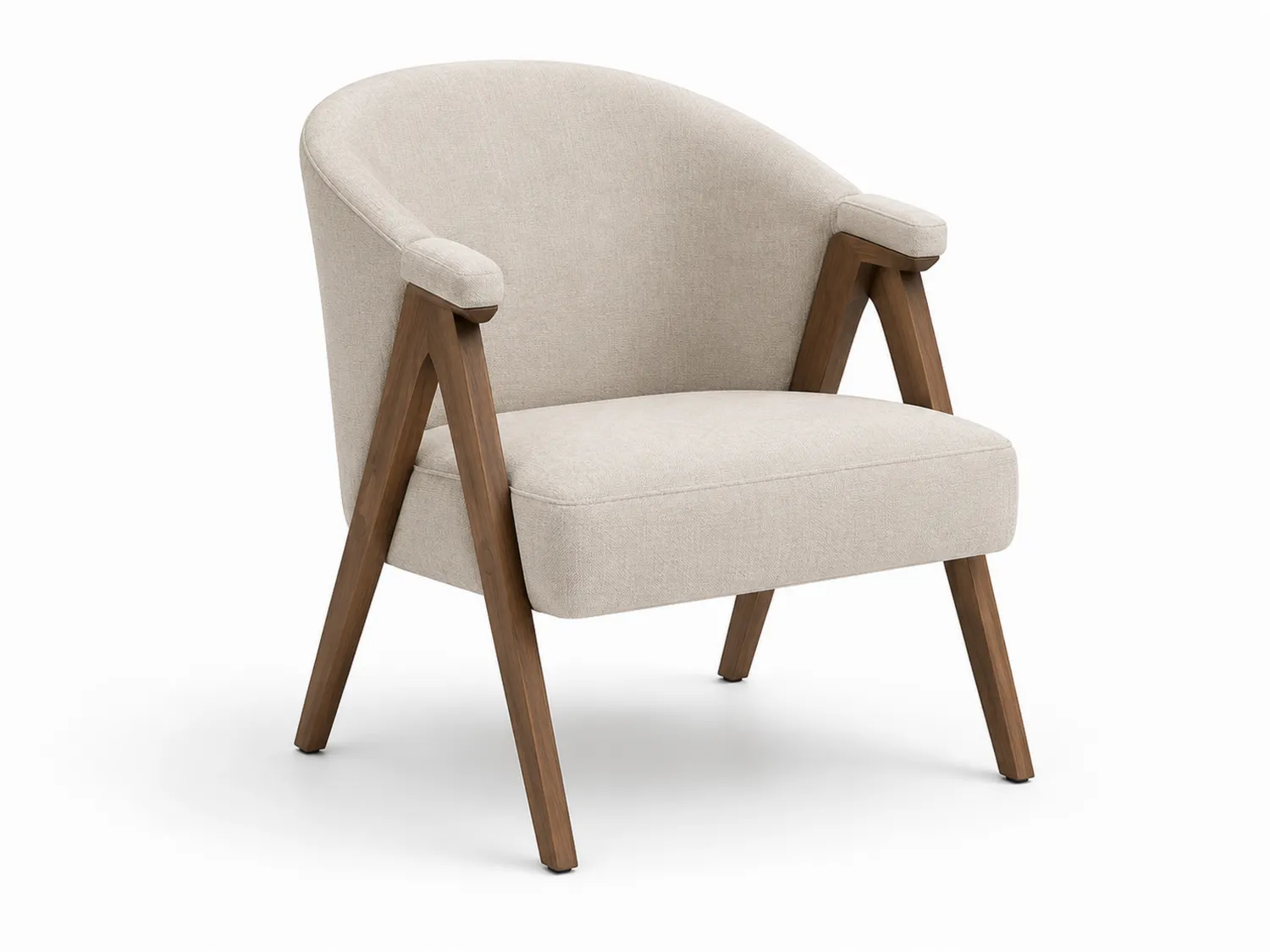 Silla de lino y madera de nogal Beige-eltidorin