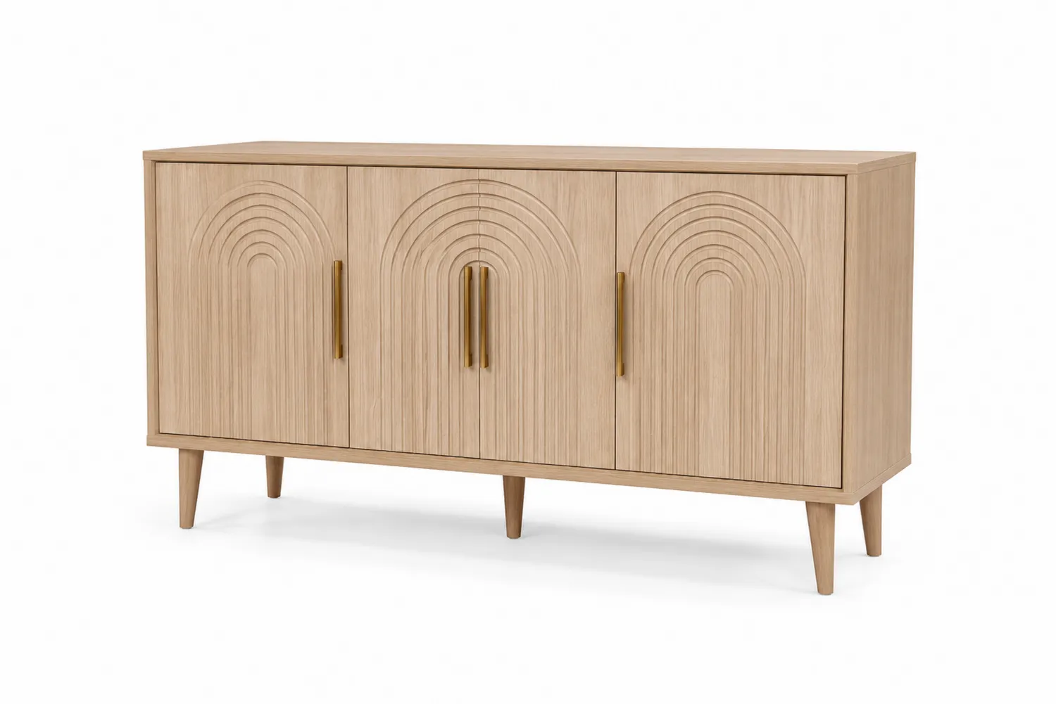 Aparador de Madera de Roble con 4 Puertas y Diseño Geométrico-eltidorin