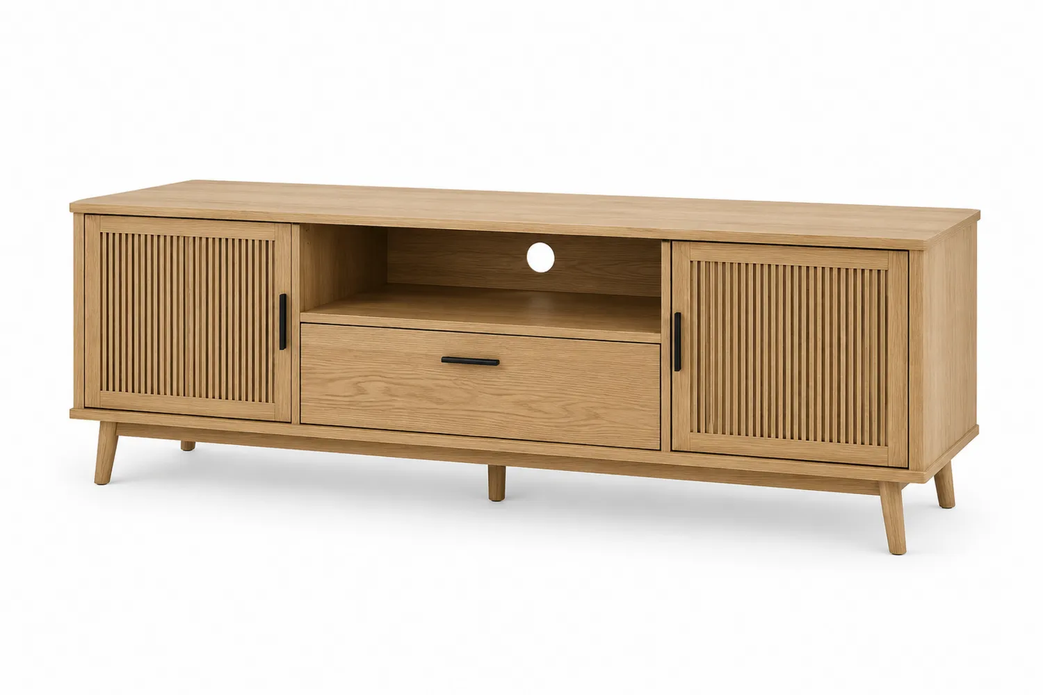 Mesa de TV de Madera con Puertas y Cajón, 180x40x50 cm, Roble-eltidorin