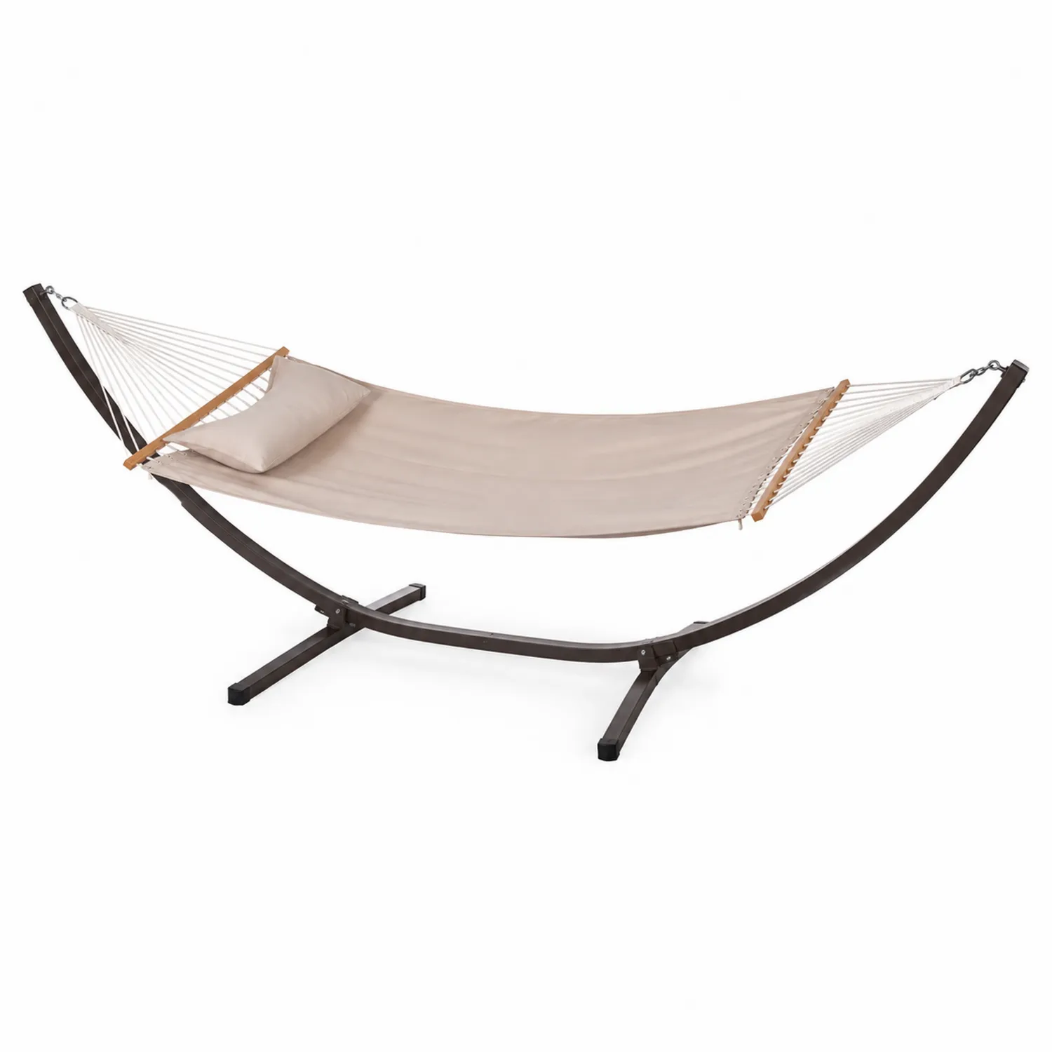 Hamaca con soporte de acero y tela de poliéster Beige-eltidorin