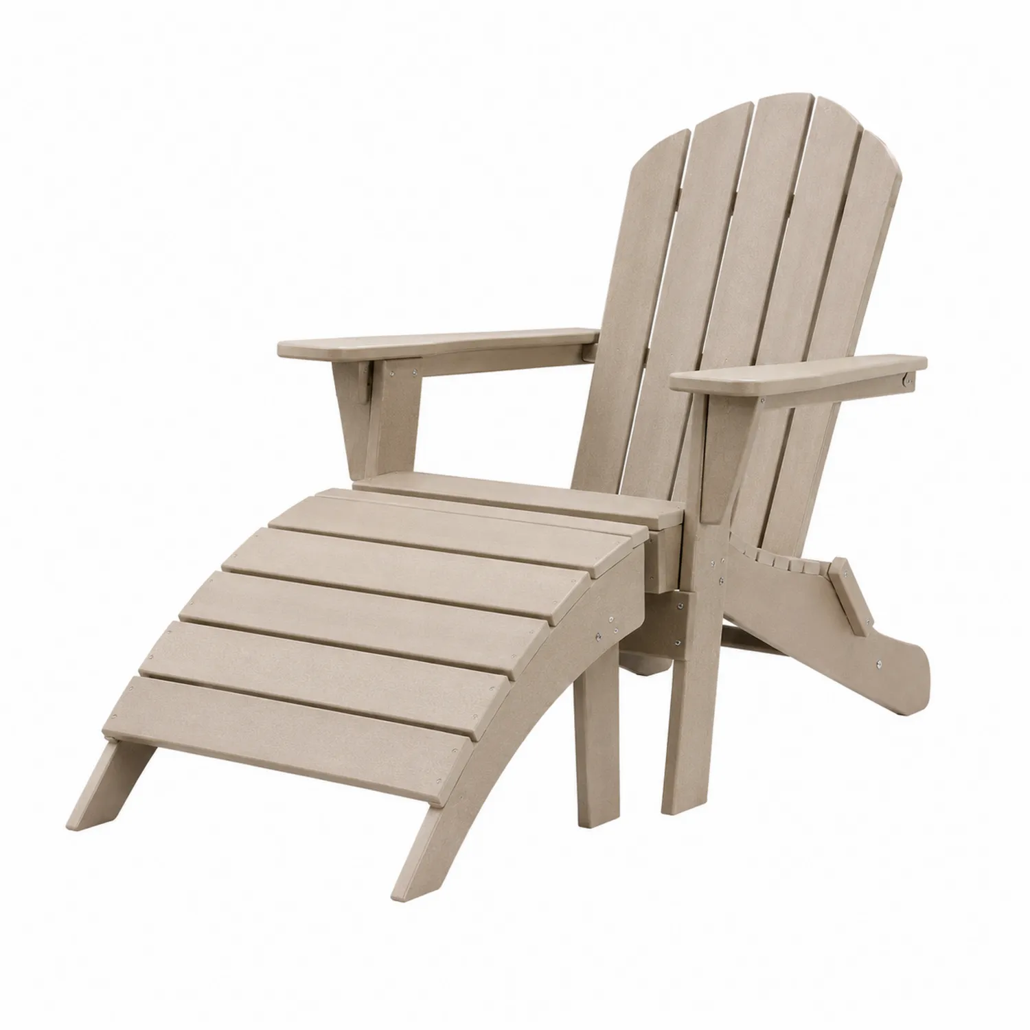 Silla Adirondack de Plástico Beige con Reposapiés-eltidorin