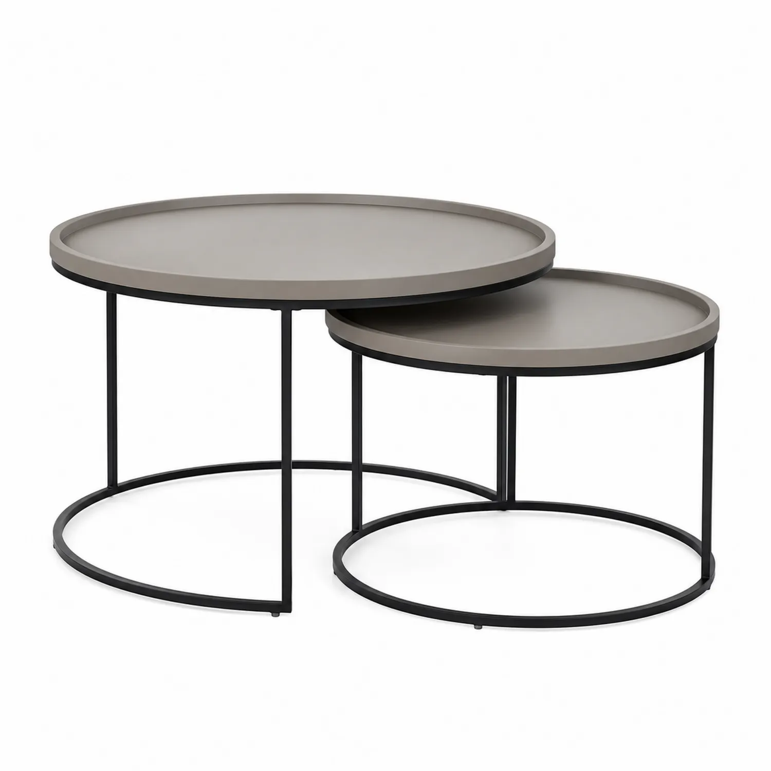 Conjunto de mesas nido redondas de metal y MDF 2 piezas-eltidorin