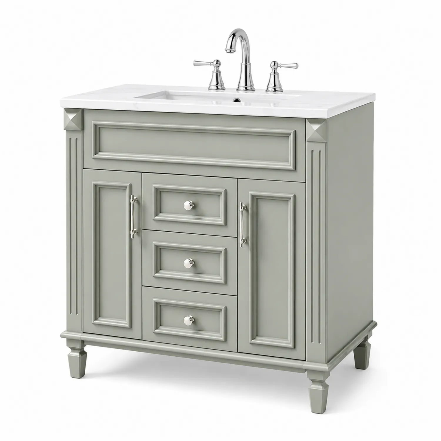 Mueble de baño MDF gris con lavabo de cerámica de 80 cm-eltidorin
