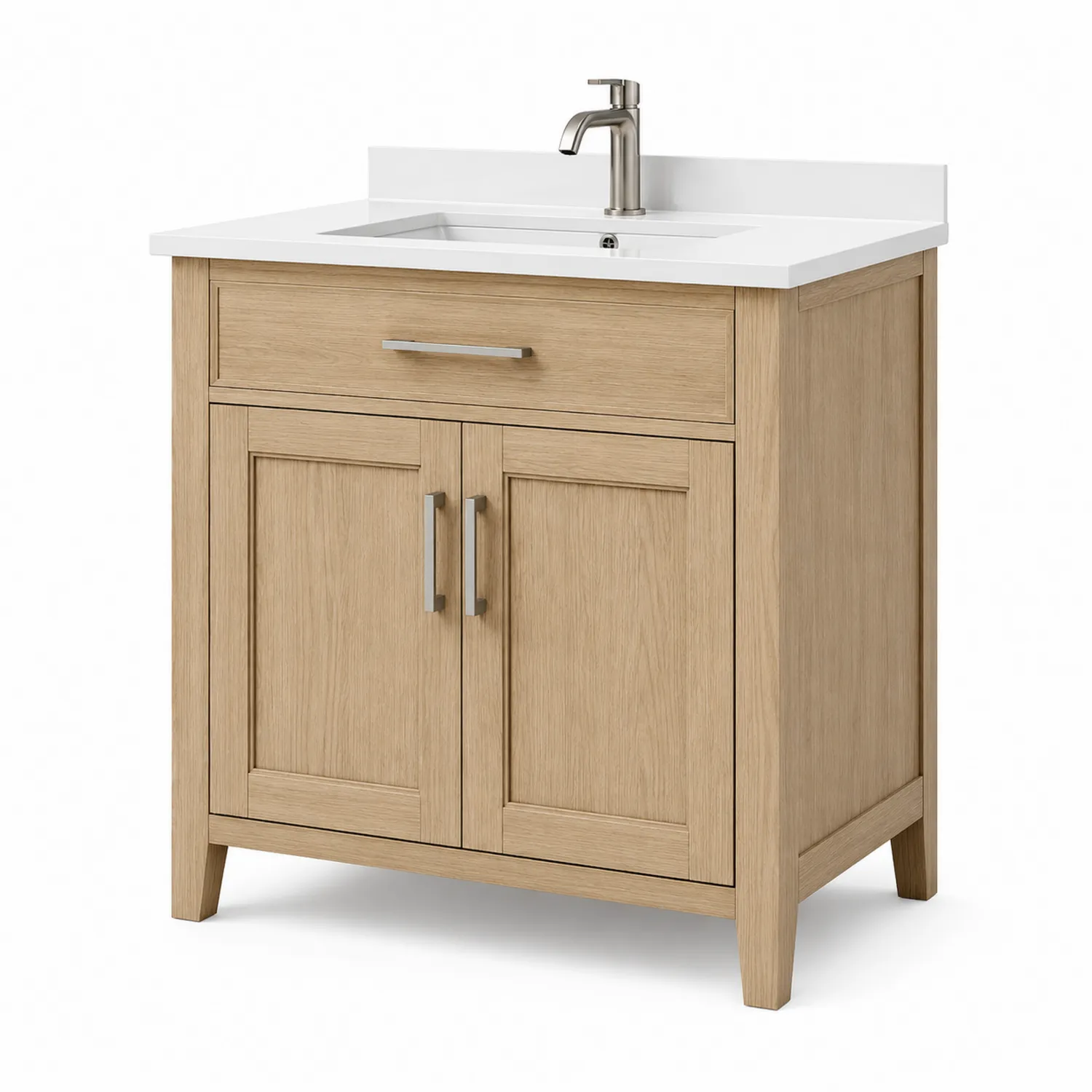 Mueble de lavabo de madera de roble con lavamanos integrado-eltidorin