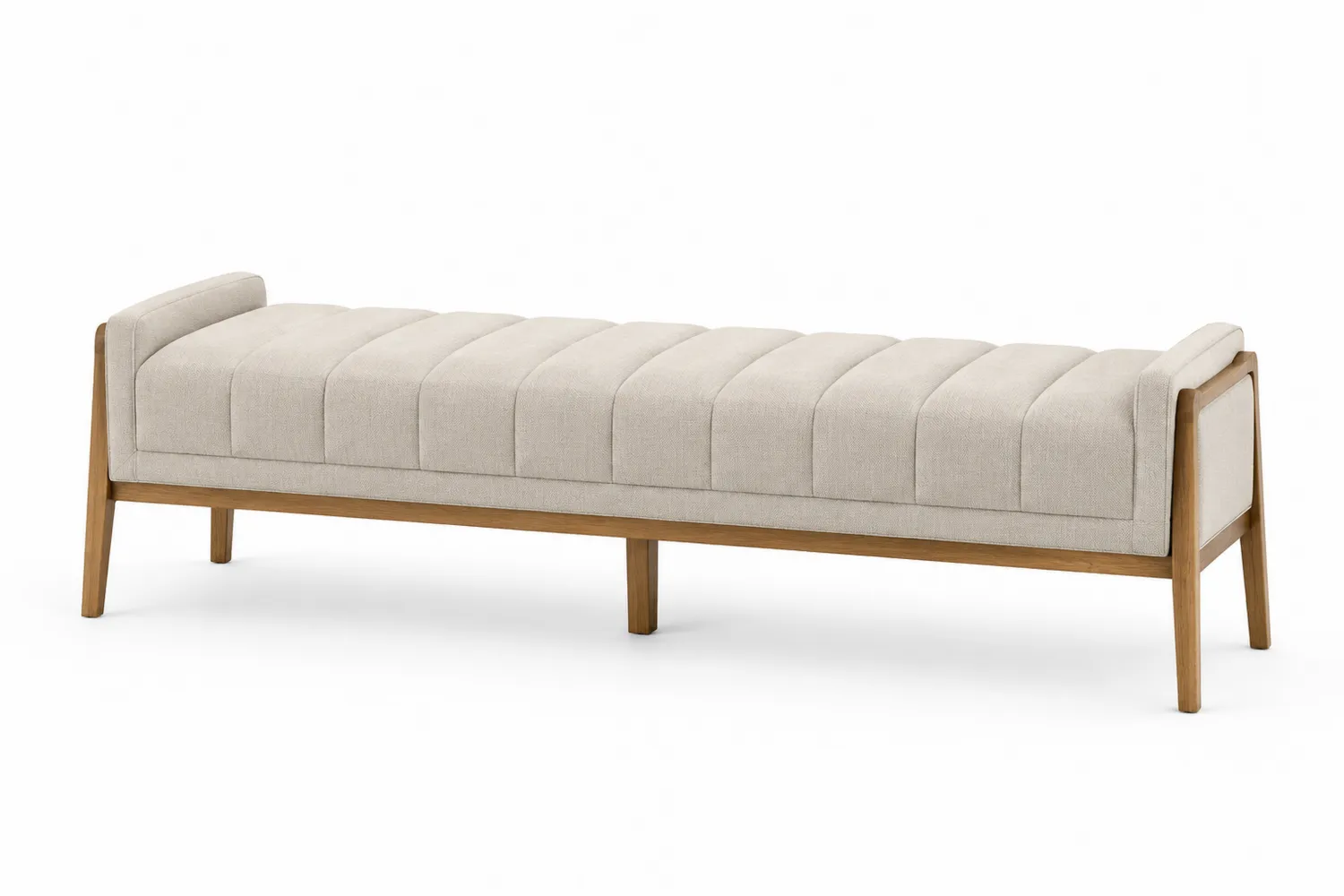 Banco de lino beige con patas de madera-eltidorin
