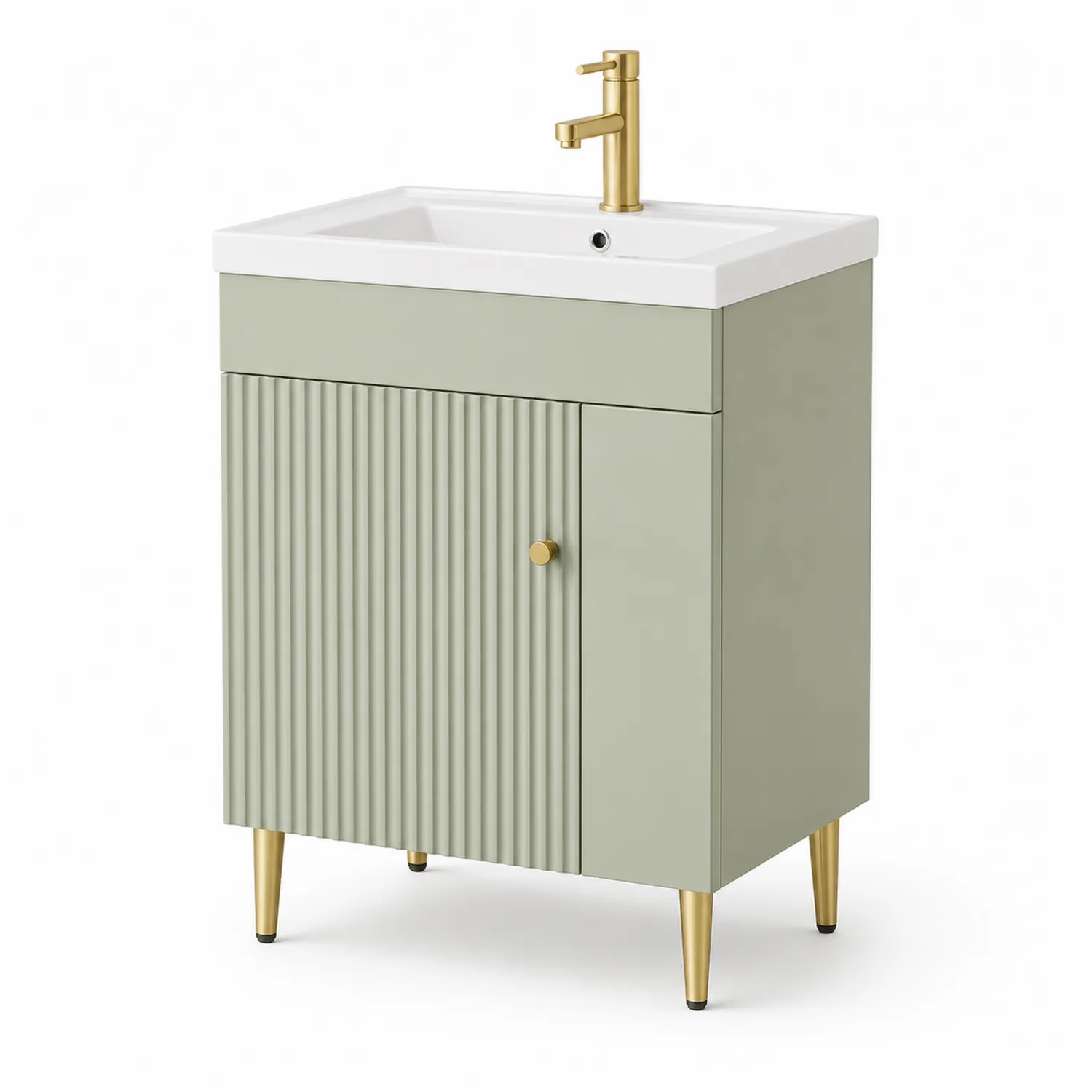 Mueble de Lavabo de MDF Verde Oliva con Lavabo de Cerámica-eltidorin