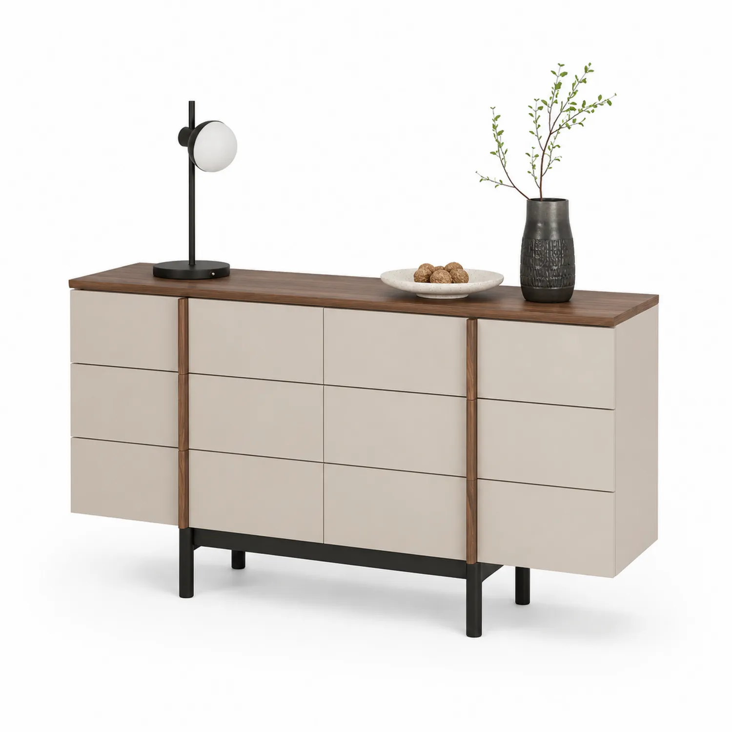 Aparador de Madera y Metal con Cajones Beige/Nogal-eltidorin