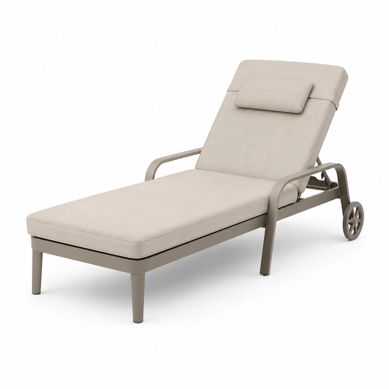 Tumbona reclinable de aluminio con cojín de tela Beige-eltidorin