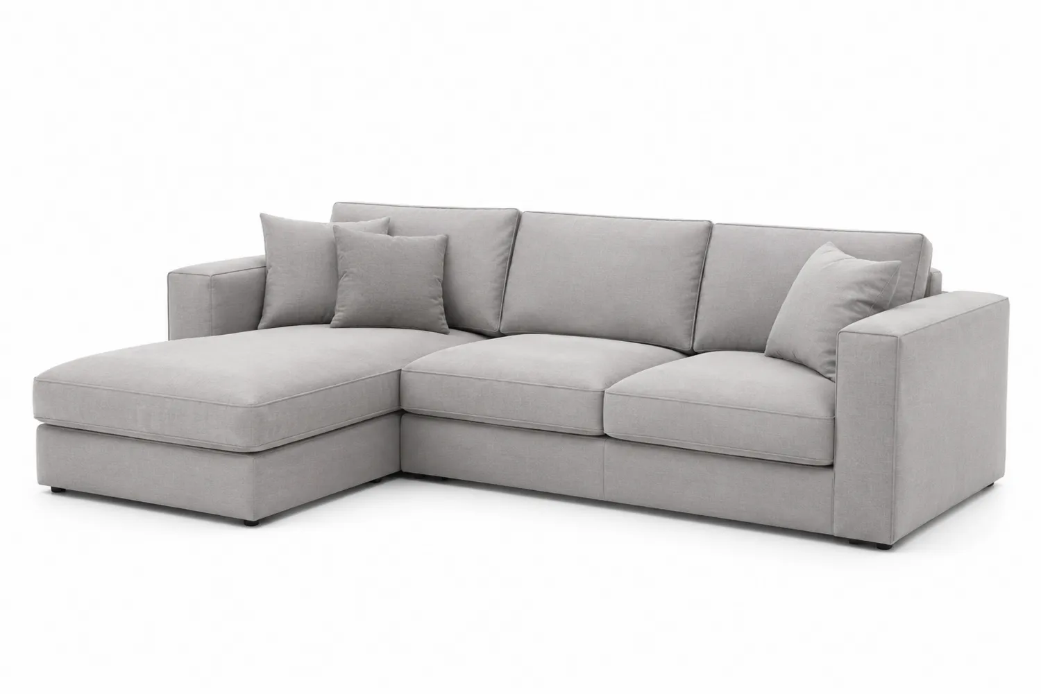 Sofá en L de Tela de Poliéster Gris con Chaise Longue-eltidorin
