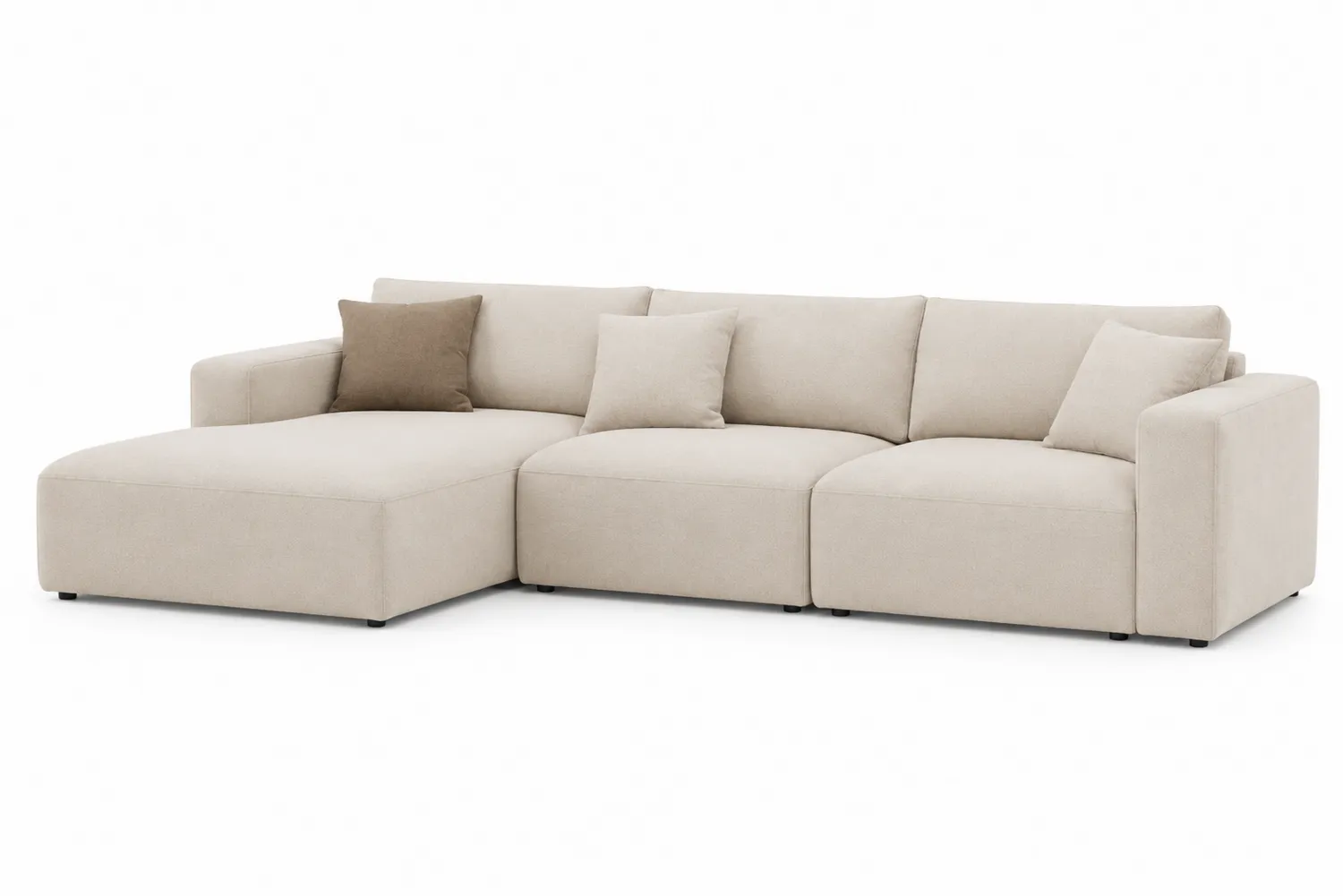 Sofá modular en L de tela beige 280cm x 160cm-eltidorin