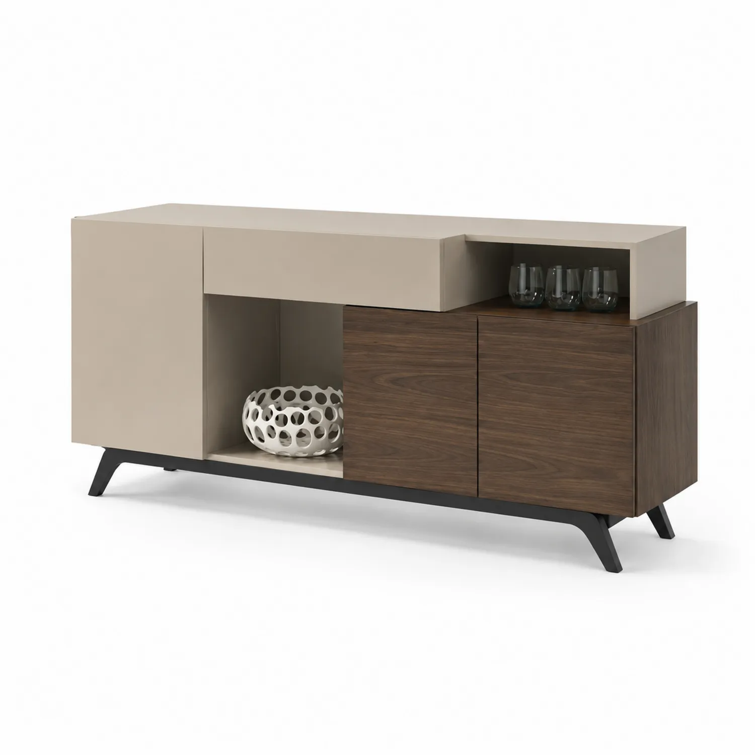 Aparador de Madera y Metal 160cm Marrón/Beige-eltidorin