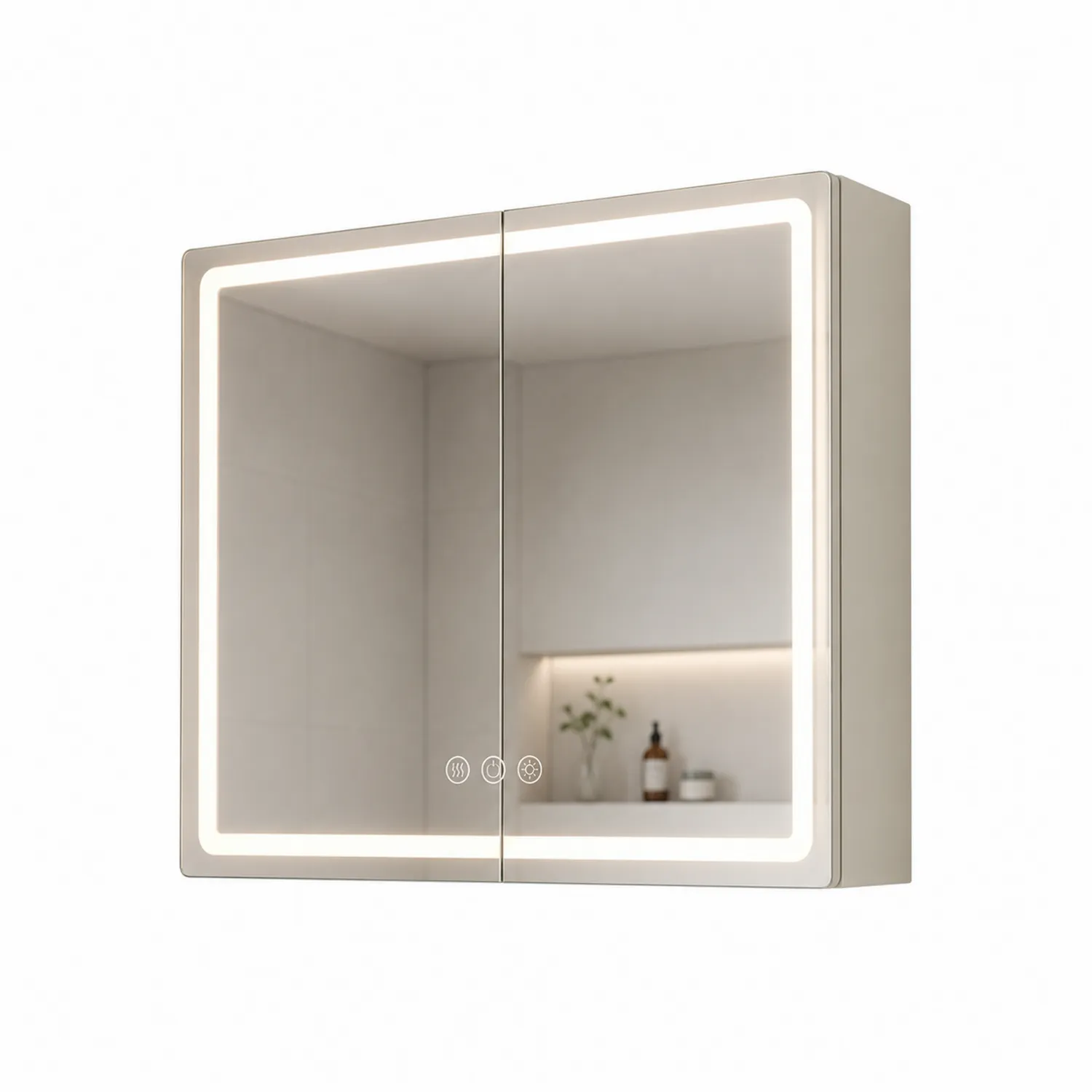 Armario de Baño con Espejo LED de Vidrio Templado 70x60 cm Blanco-eltidorin