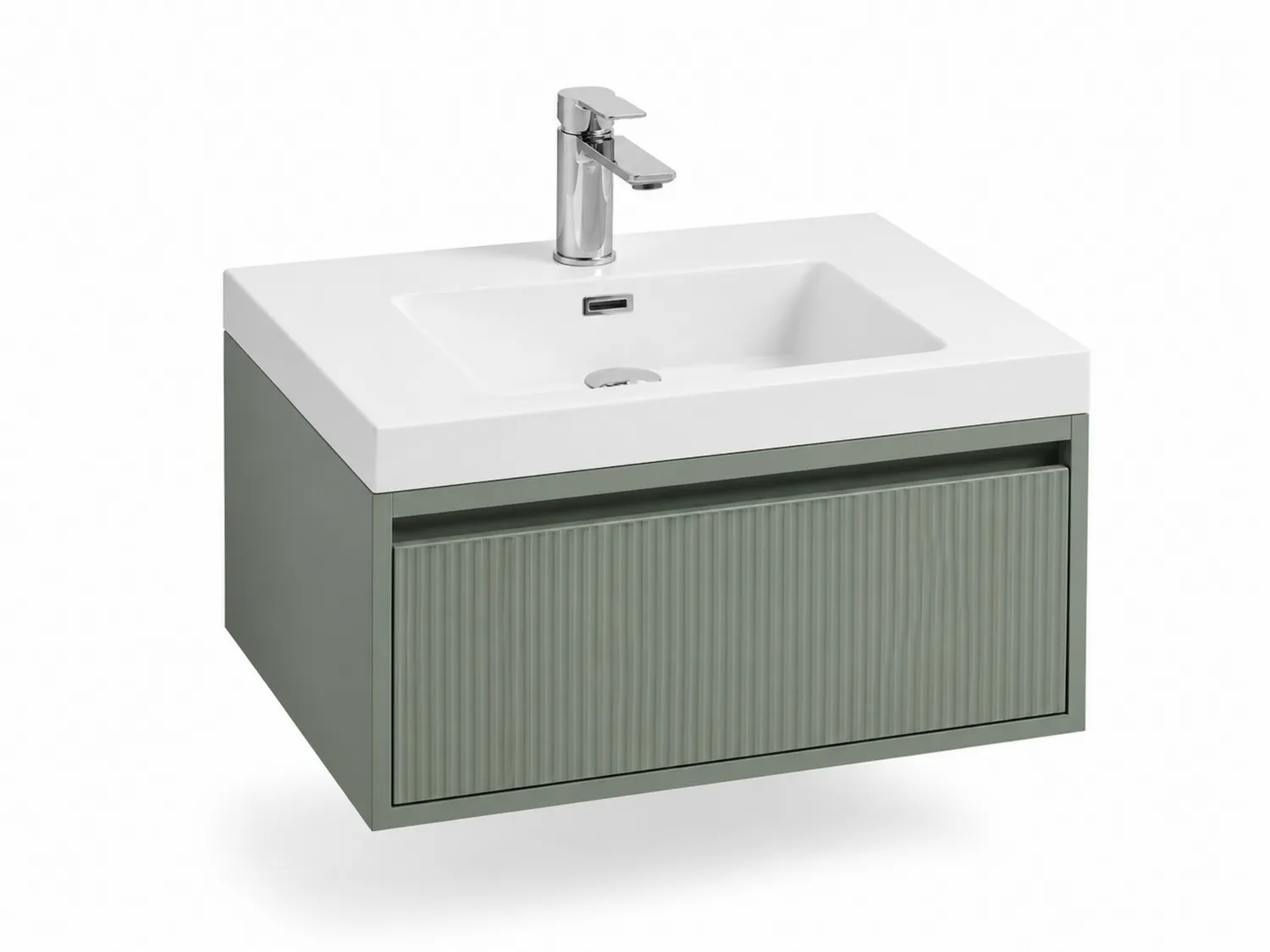 Lavabo flotante con mueble de MDF verde y encimera de resina 60x45 cm-eltidorin