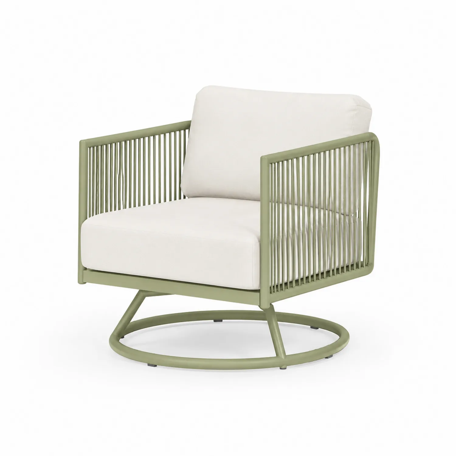 Sillón de aluminio con cojines de espuma y tejido de poliéster verde y blanco-eltidorin