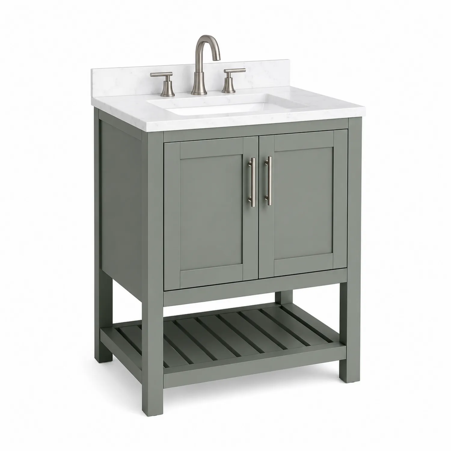 Mueble de baño individual de madera, encimera de mármol, gris-eltidorin