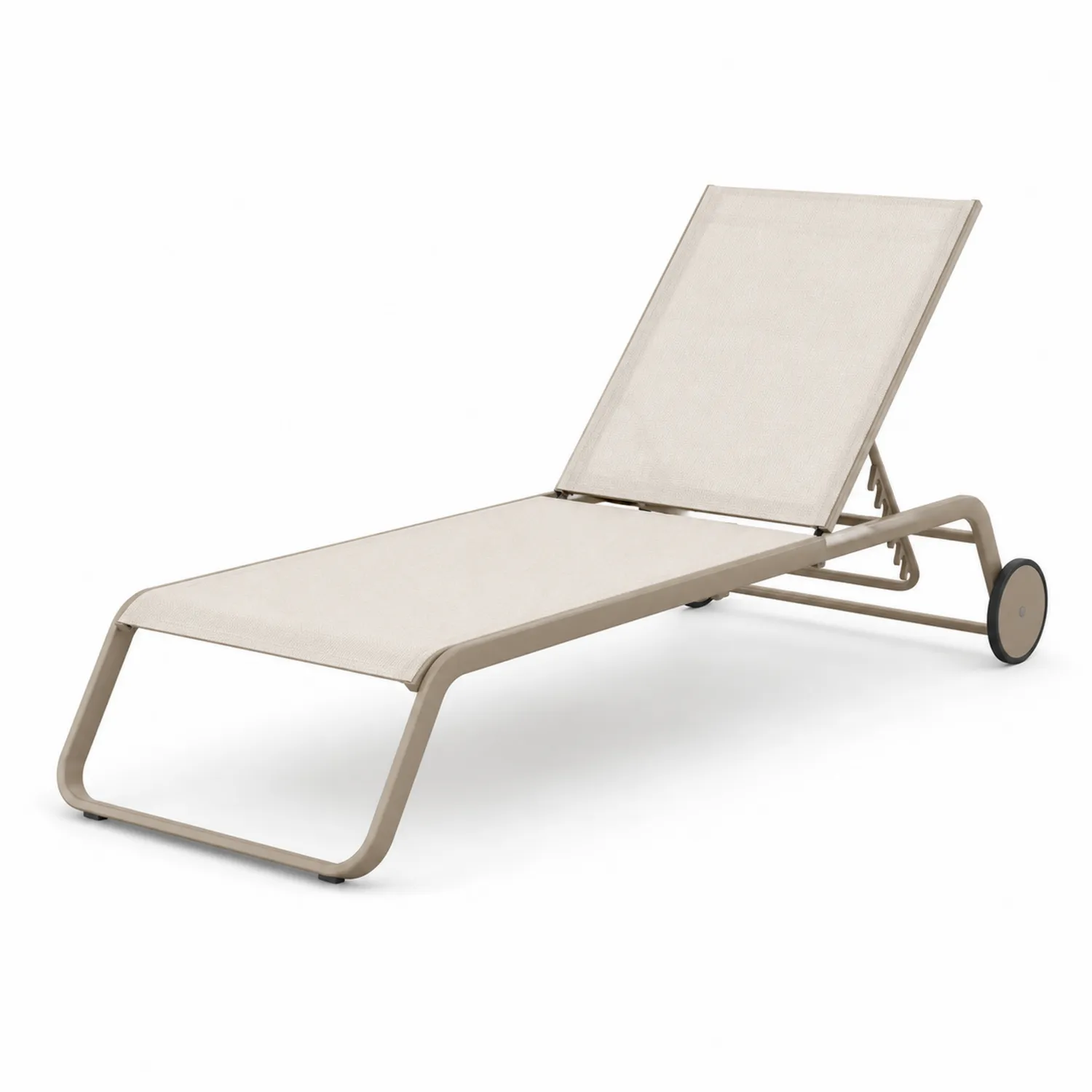 Tumbona reclinable de aluminio y tela beige 200x65x34 cm-eltidorin