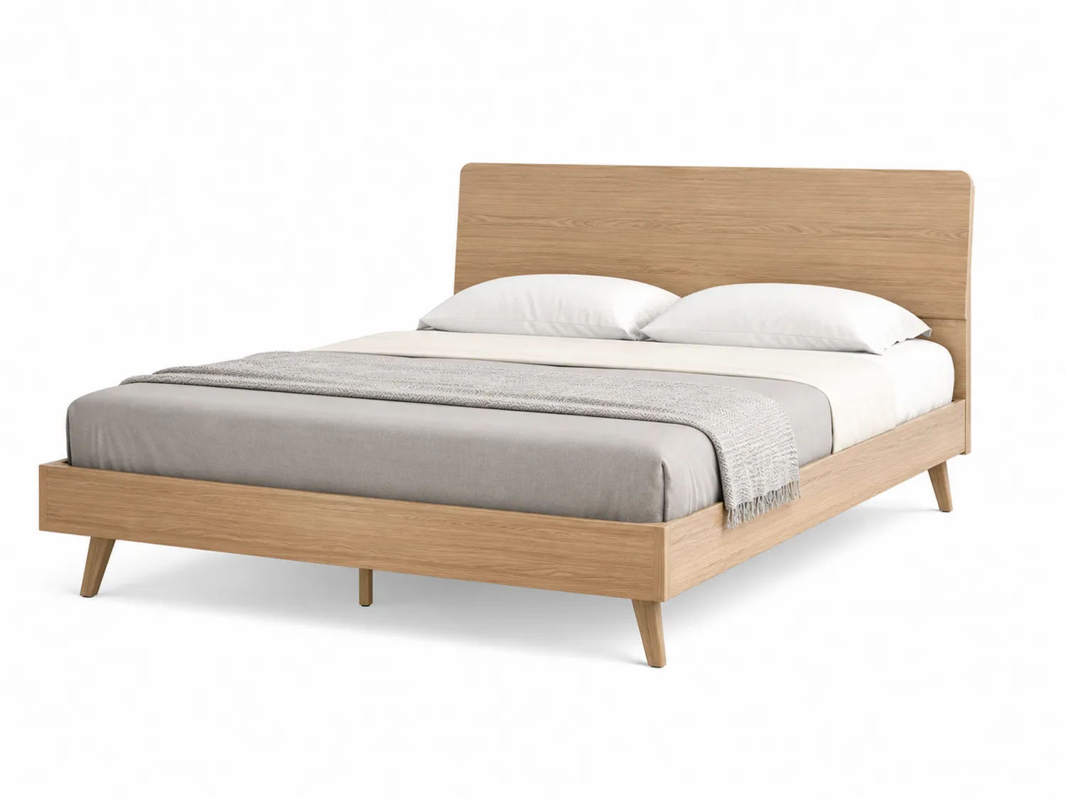 Cama de Madera de Roble con Cabecero