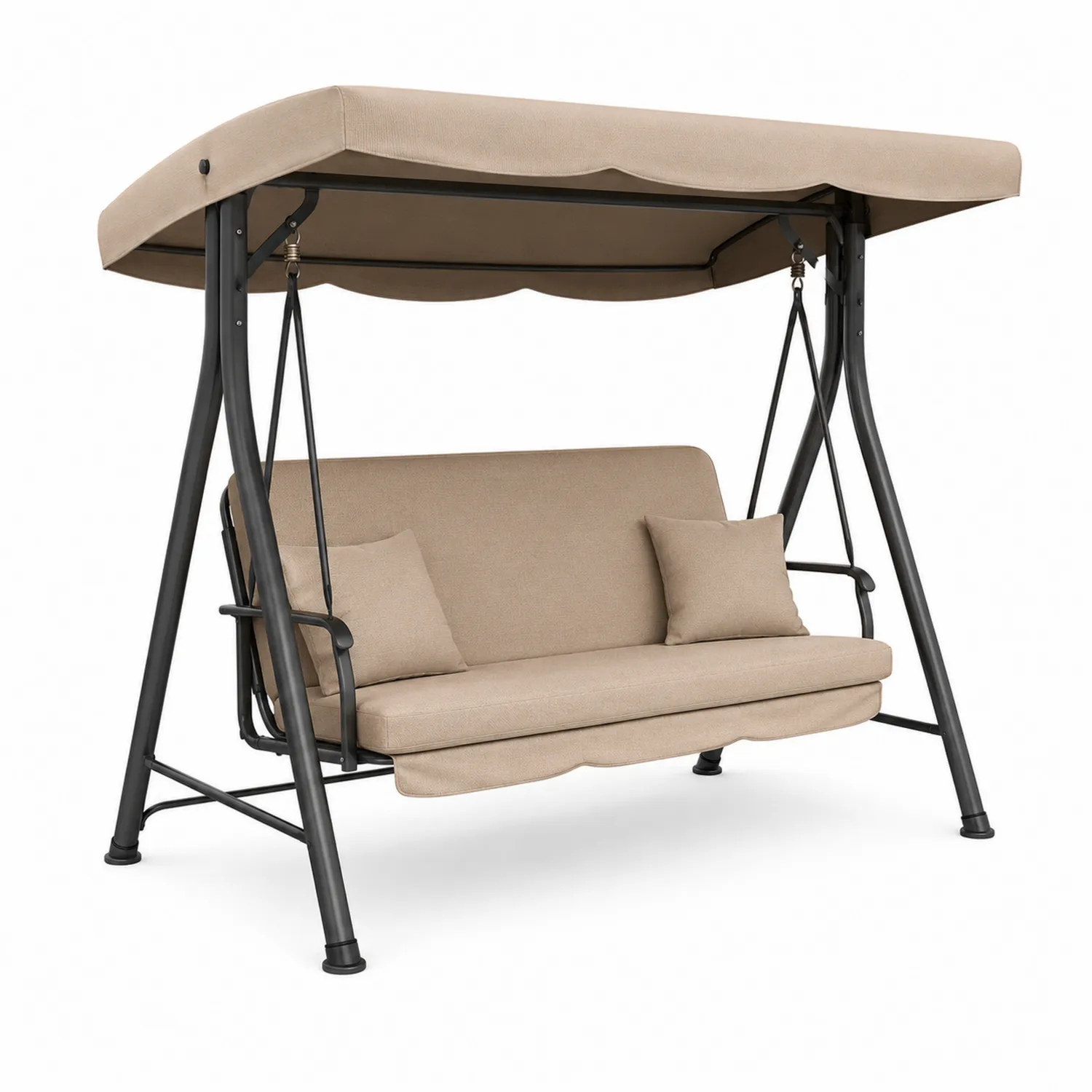 Columpio de Metal con Cojines y Toldo para Exteriores Beige