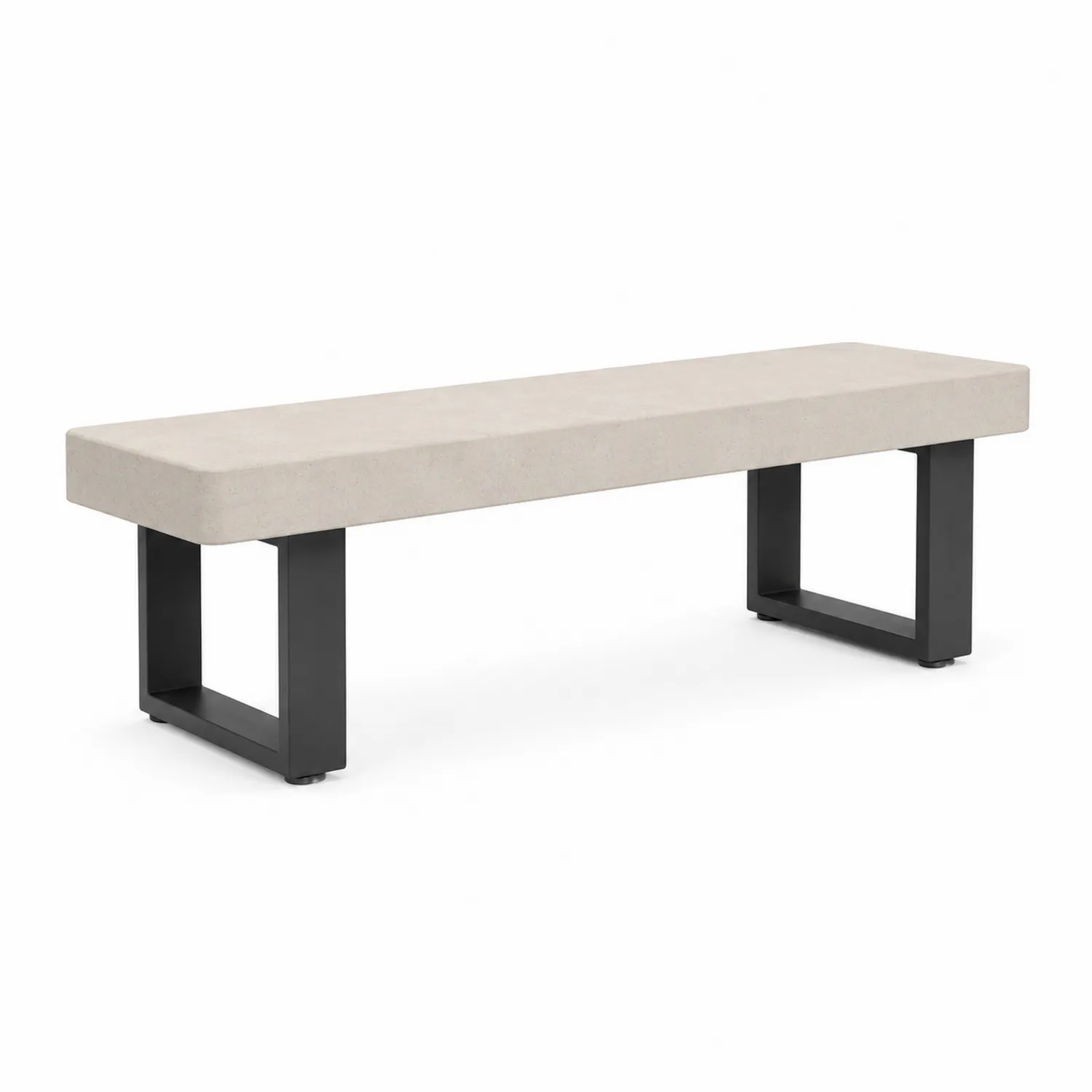 Banco de madera y metal rectangular 150x40x45 cm Beige