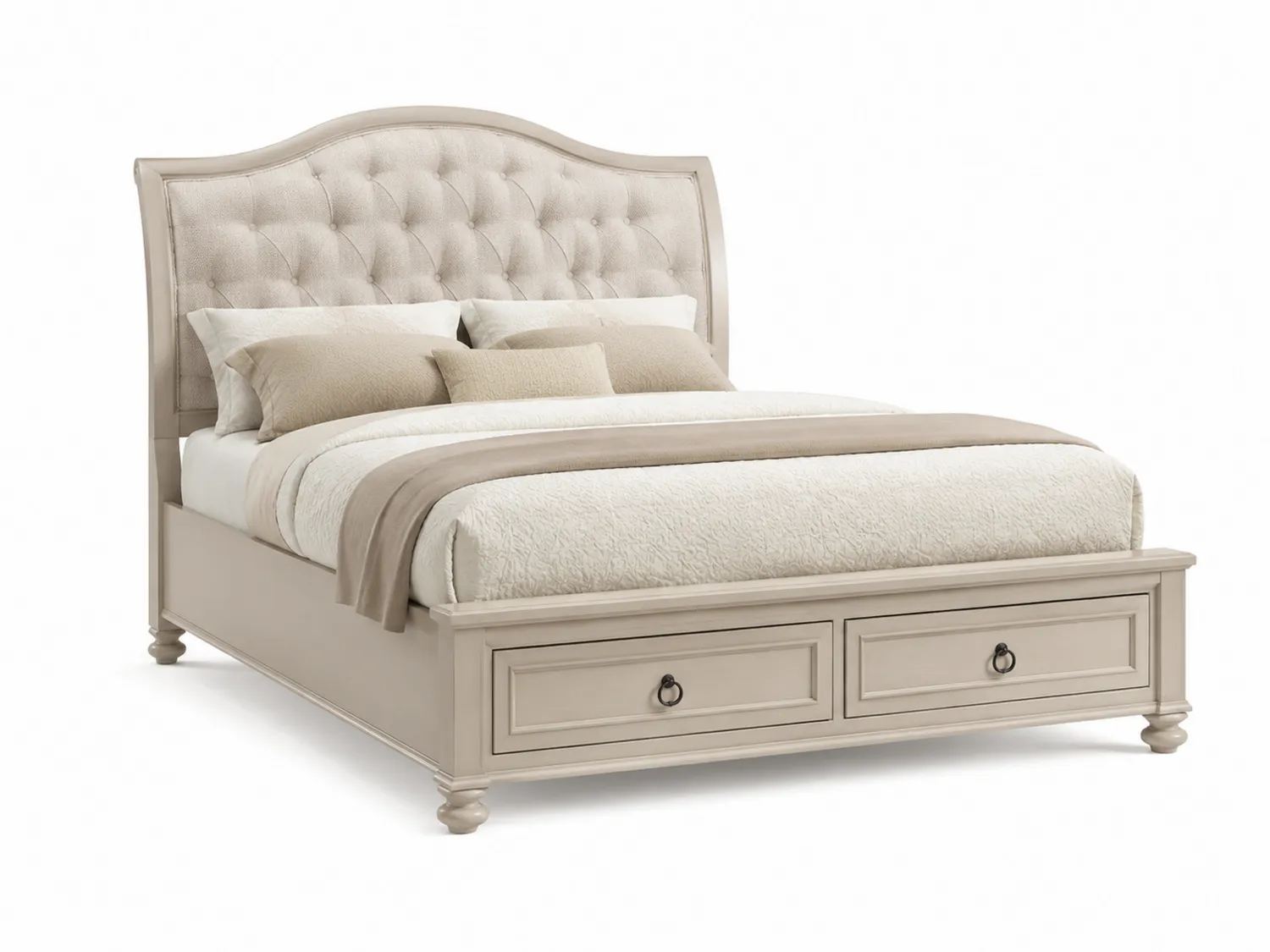 Cama de Madera de Pino con Cabecero de Poliéster y Cajones 200x160 cm