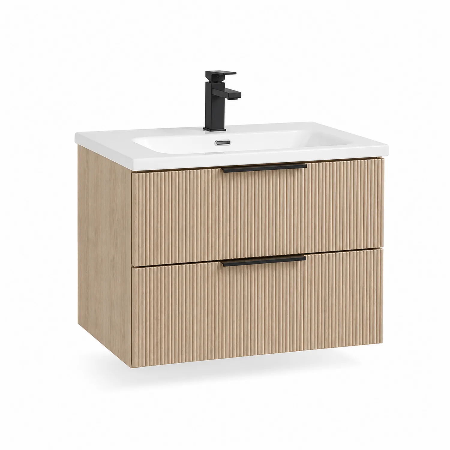 Mueble de lavabo de MDF con lavabo cerámico blanco 60x46x50 cm