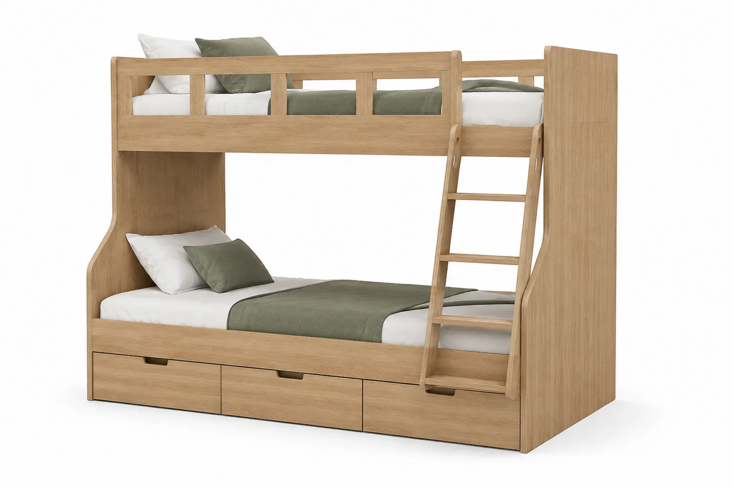 Litera de madera contrachapada con almacenamiento en Roble