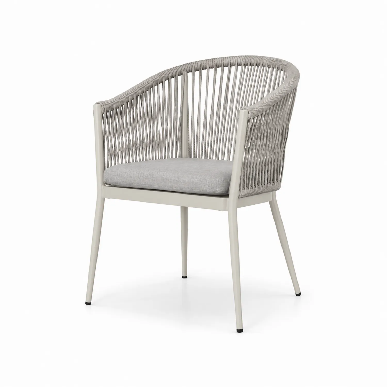 Silla de Metal y Cuerda de Poliéster Gris para Exterior 60x60x80 cm