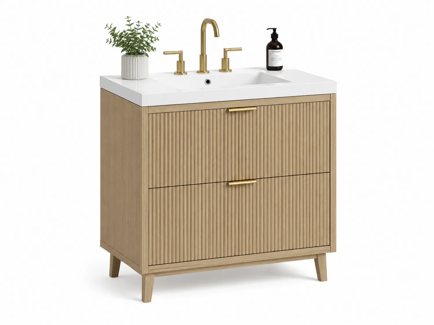 Mueble de lavabo de roble con lavabo de porcelana 80x45x85 cm Madera clara