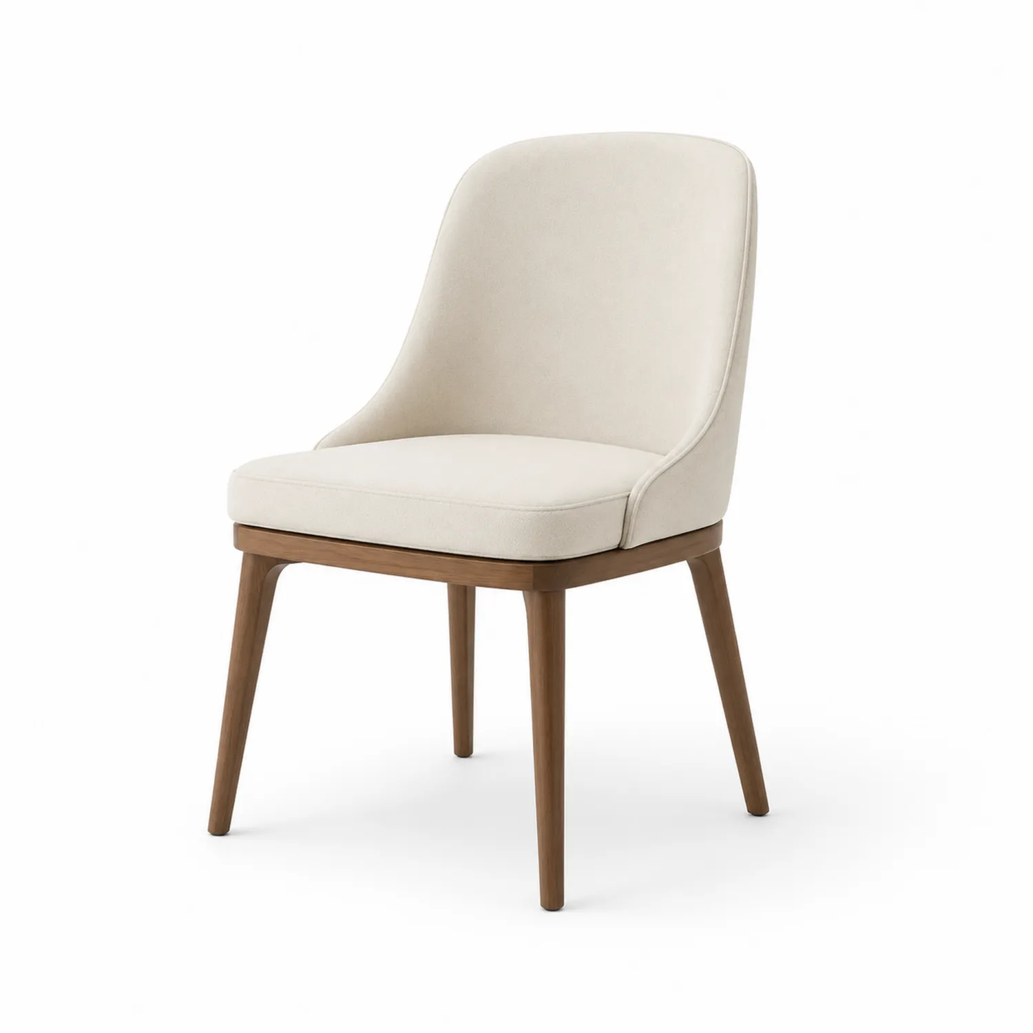 Silla de tela beige y madera maciza