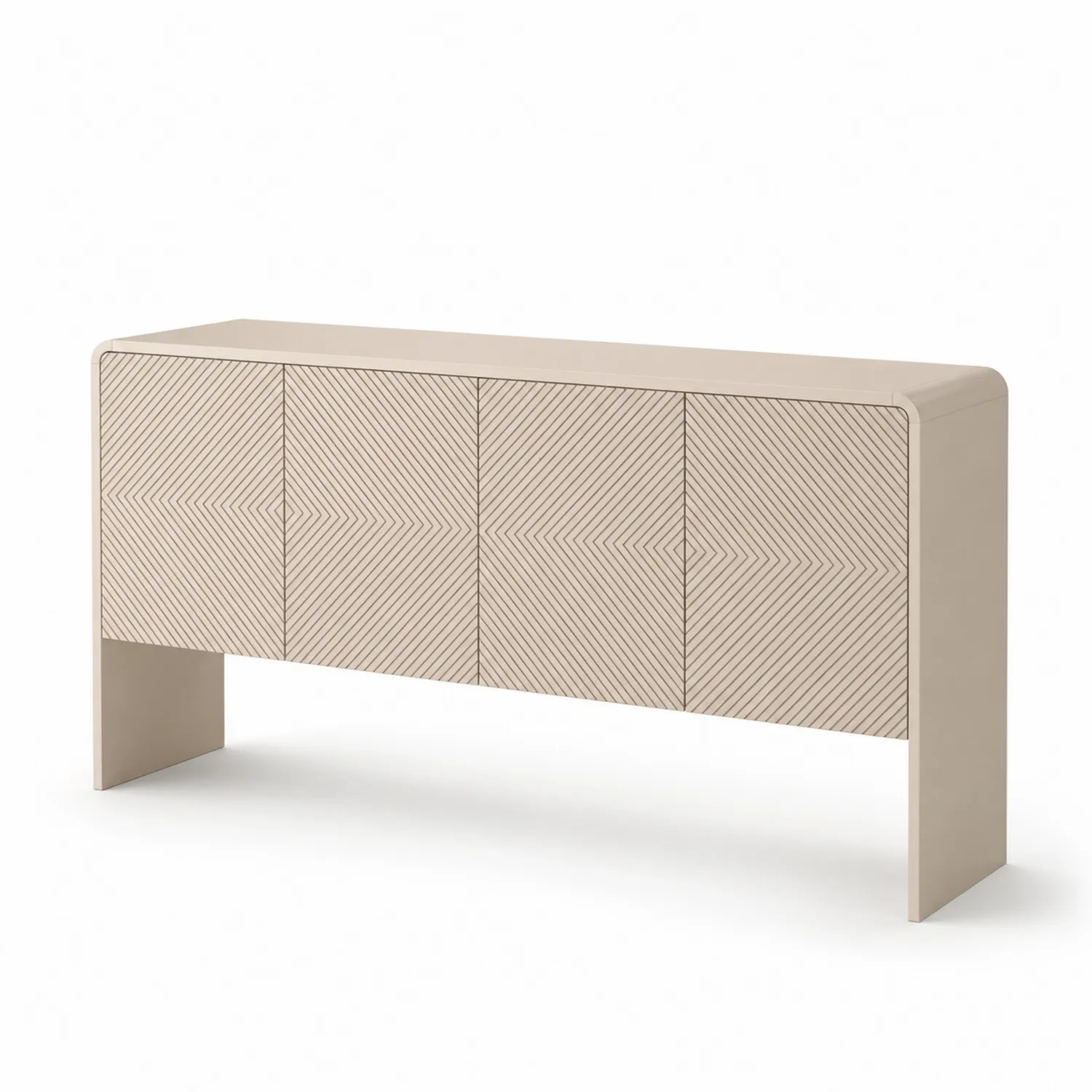 Aparador de madera MDF con acabado en laca beige 200x40x90 cm