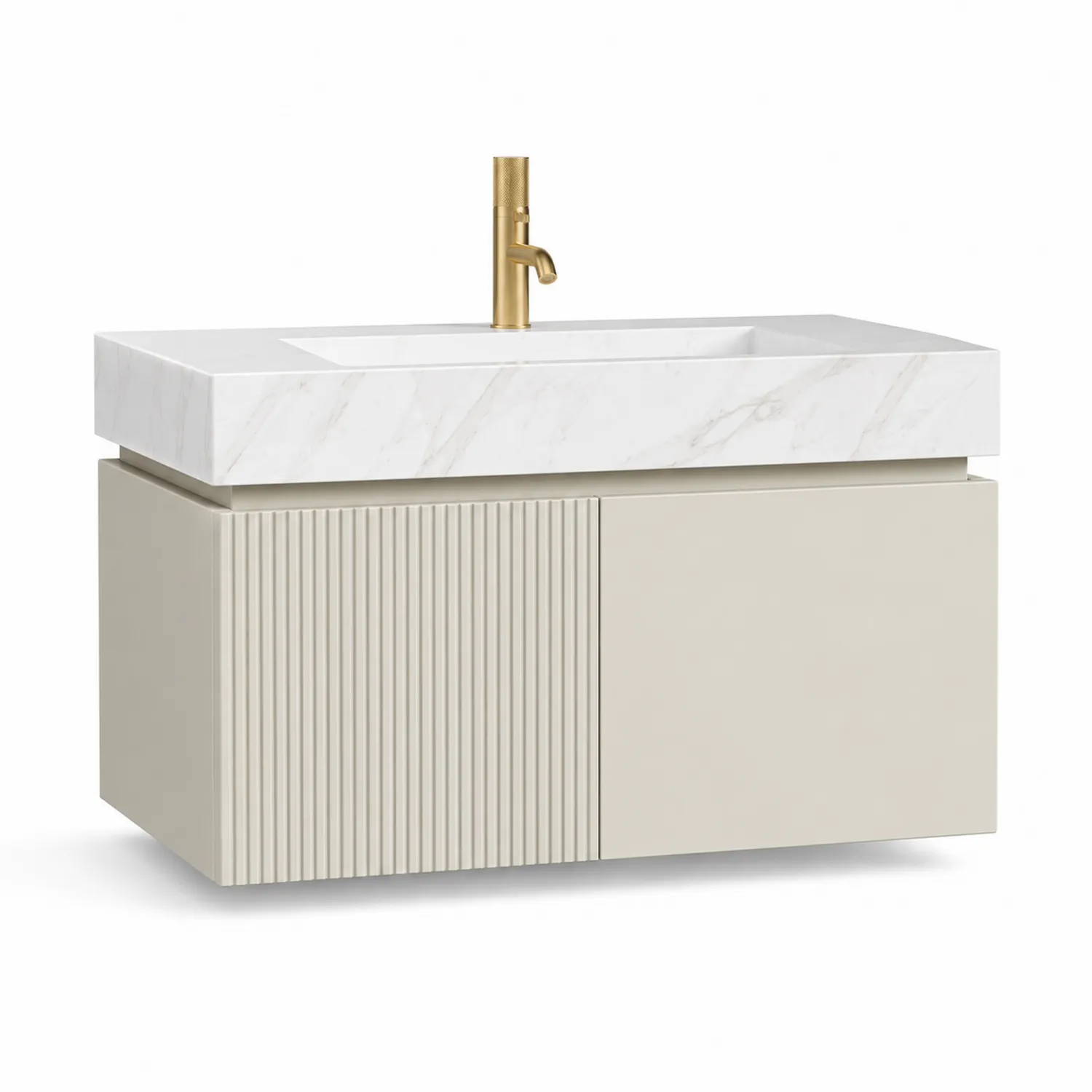 Mueble de Lavabo MDF con Mármol Beige 80x45x50 cm