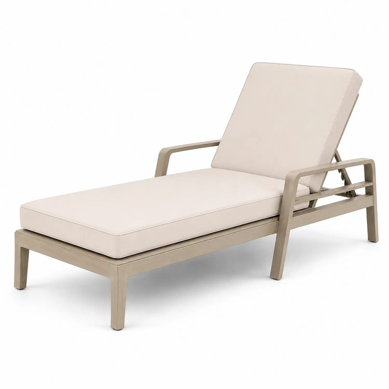 Tumbona de aluminio con cojín de poliéster beige