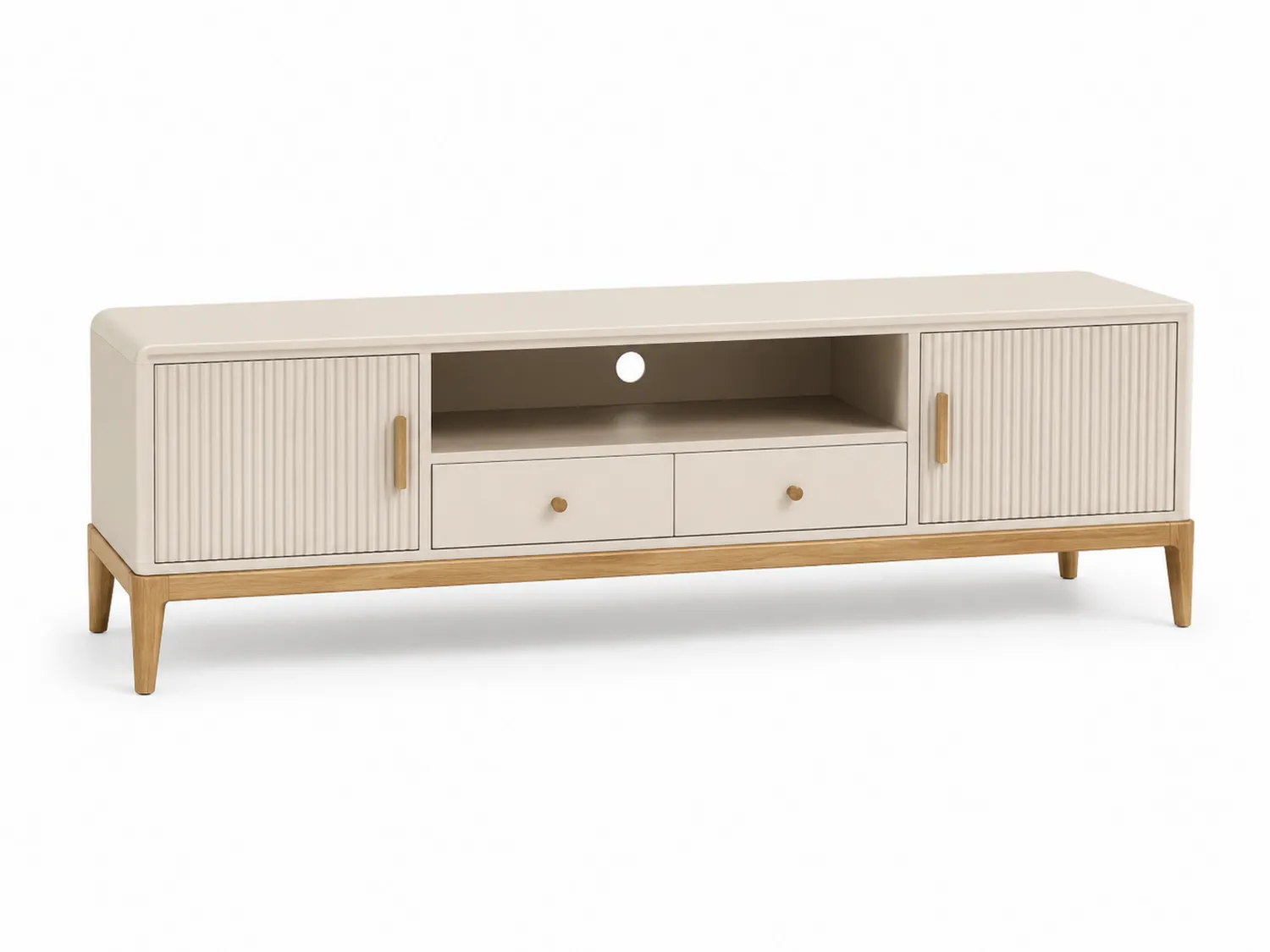 Mueble para TV de MDF y Madera de Roble Beige 180x40x50 cm