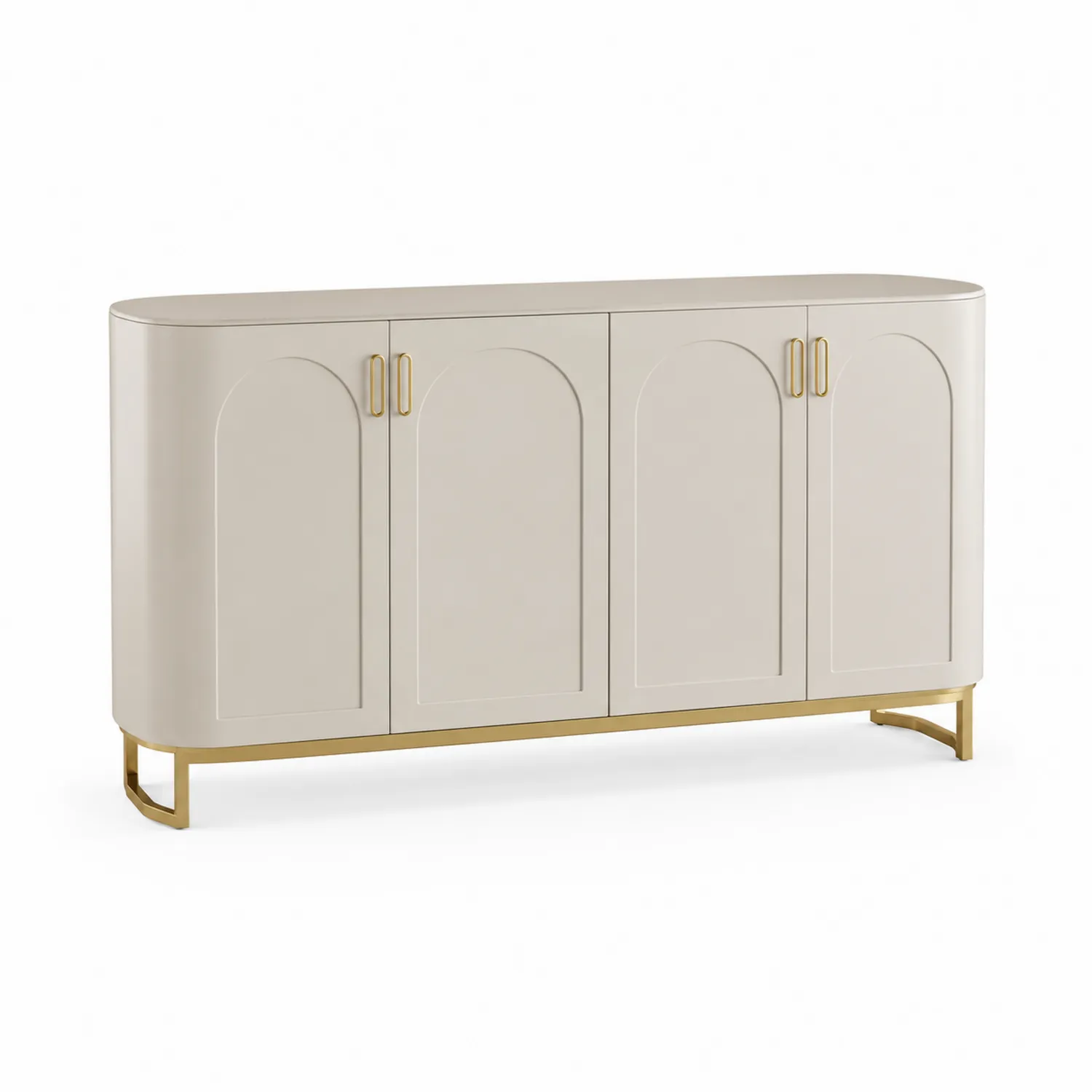 Aparador de Madera y Metal Beige con 4 Puertas