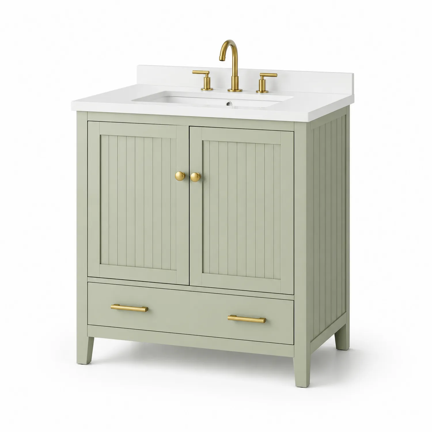 Mueble de lavabo de madera con lavabo de cerámica y grifería de latón 80x45x85 cm