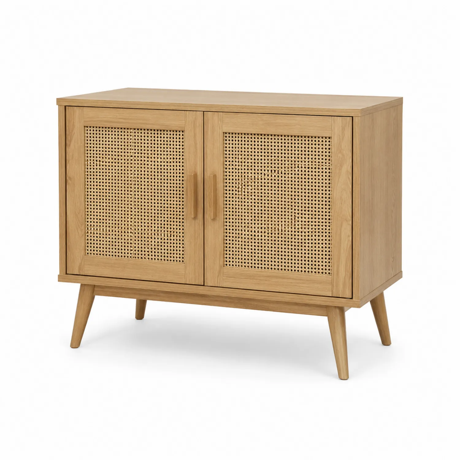 Aparador de madera con puertas de ratán