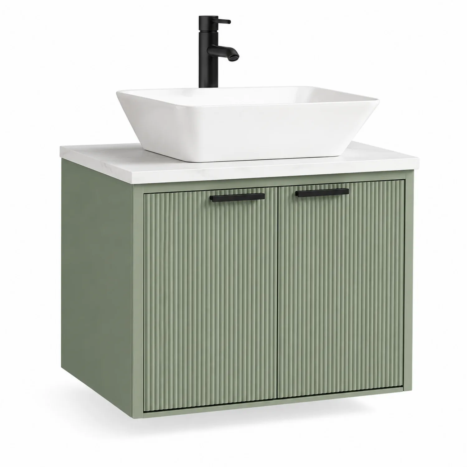 Mueble de lavabo de MDF Verde con Lavabo de Cerámica Rectangular