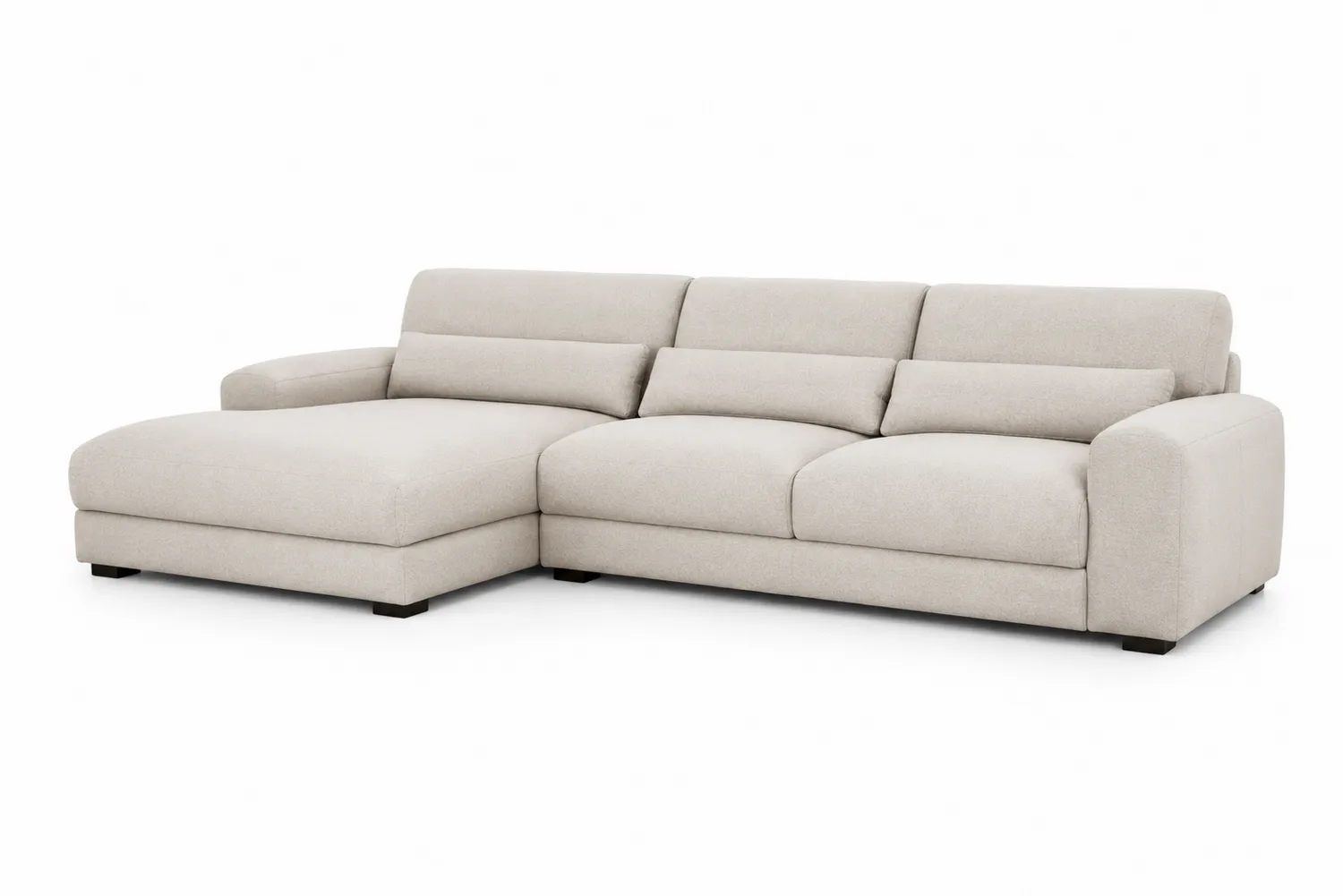 Sofá seccional en L de poliéster beige 280x180x90 cm