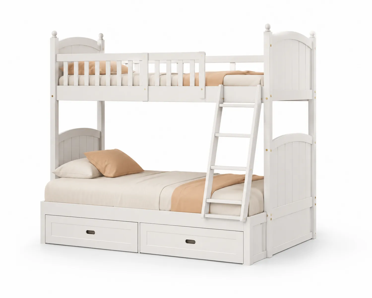 Litera Blanca con Almacenamiento y Escalera