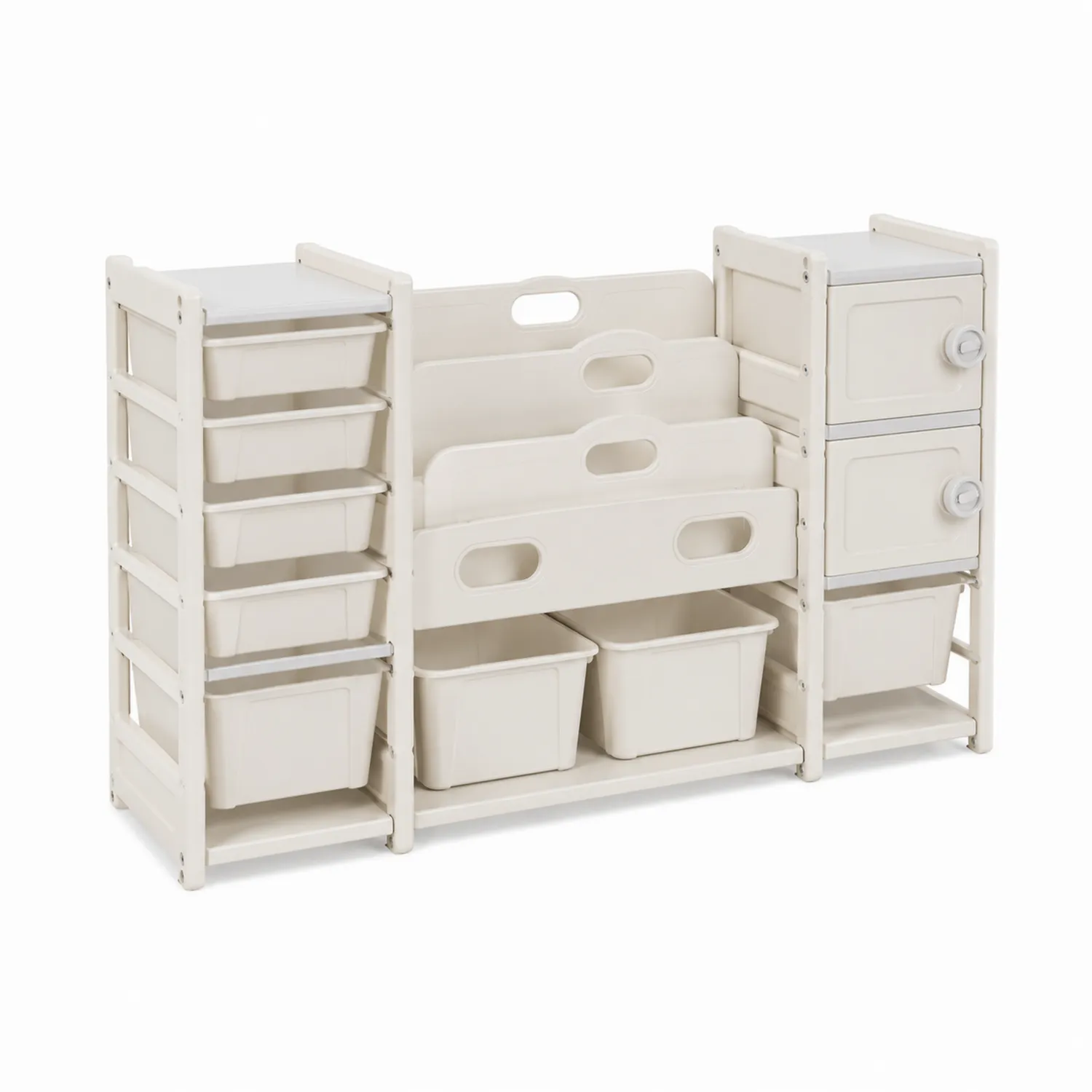 Contenitore in Plastica con Mensole e Cassetti Avorio 104x33x61 cm