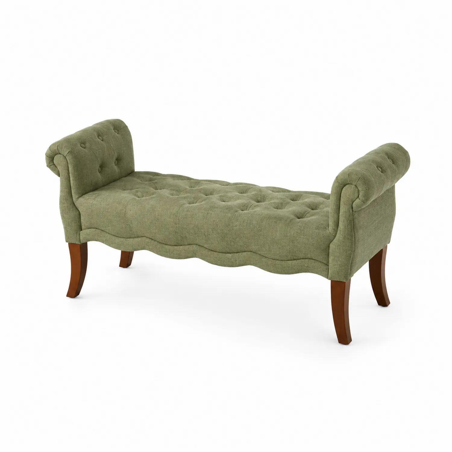 Panca in Tessuto con Gambe in Legno Verde