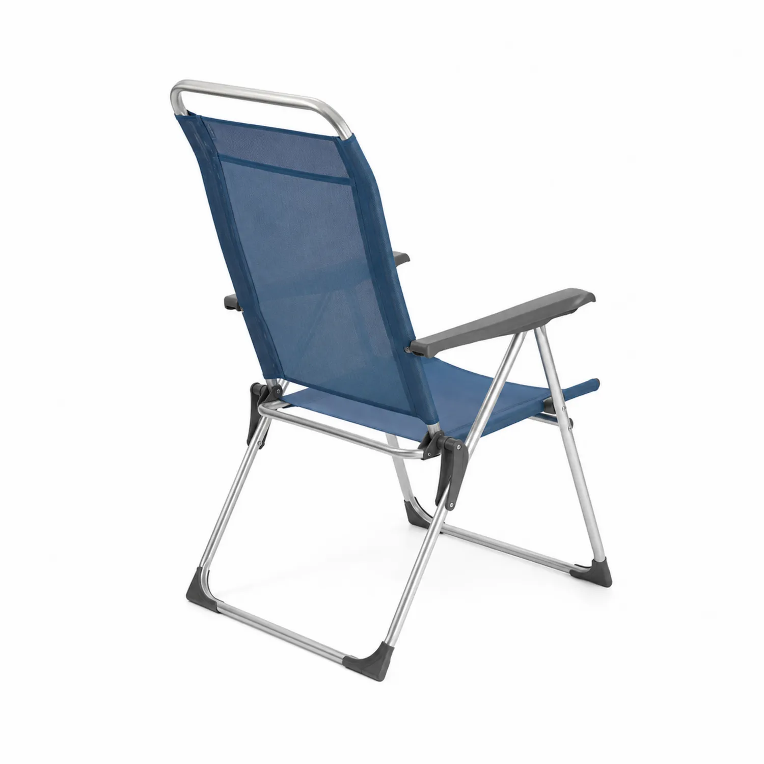 Sedia pieghevole in alluminio con tessuto in rete blu