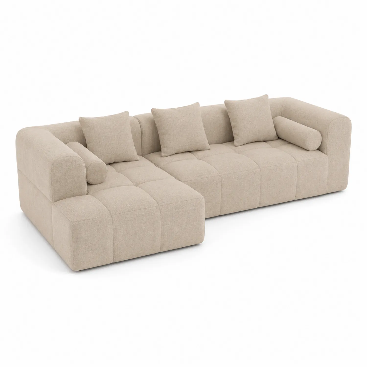 Divano modulare beige in tessuto poliesterico