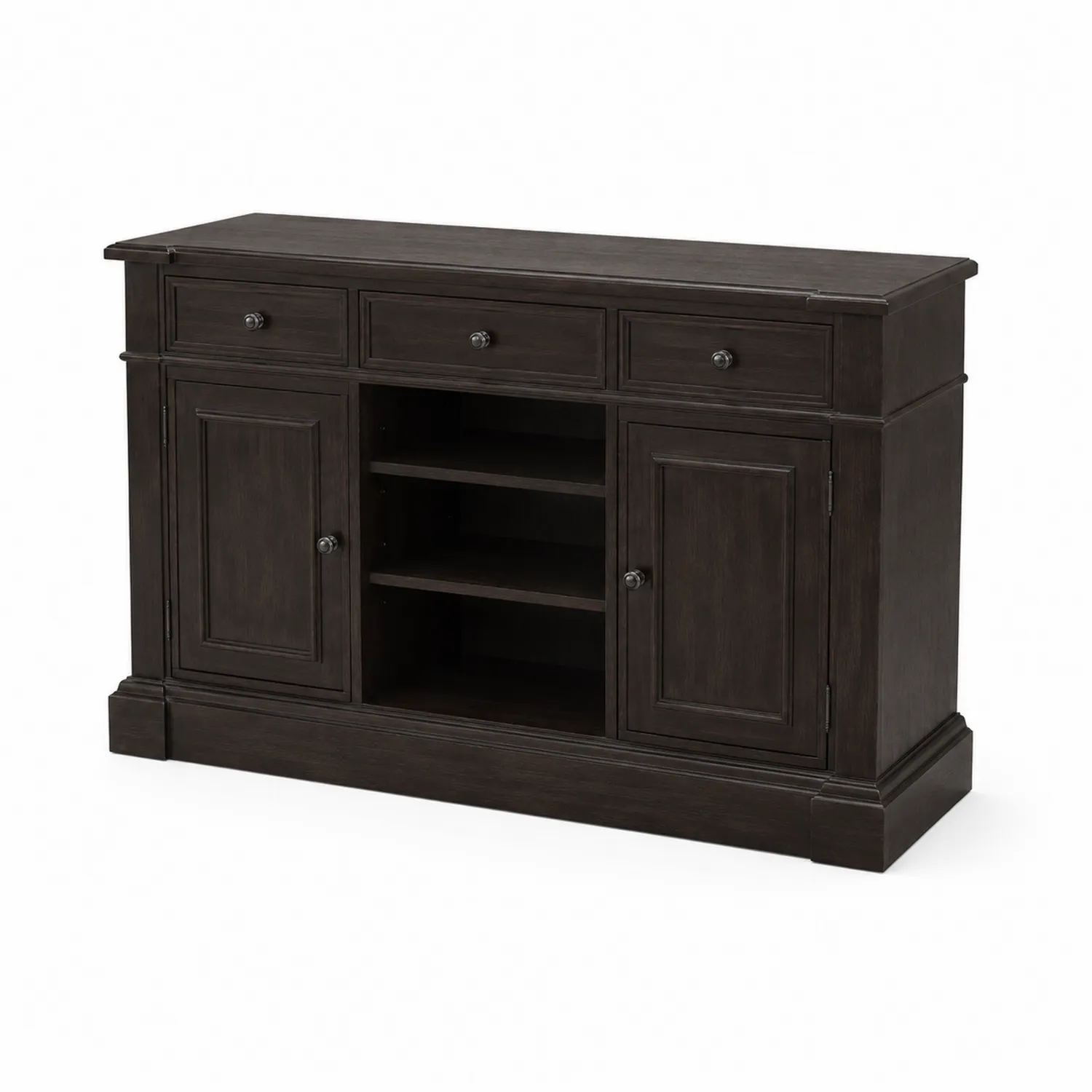 Credenza rettangolare in legno di quercia nero 150x40x90 cm