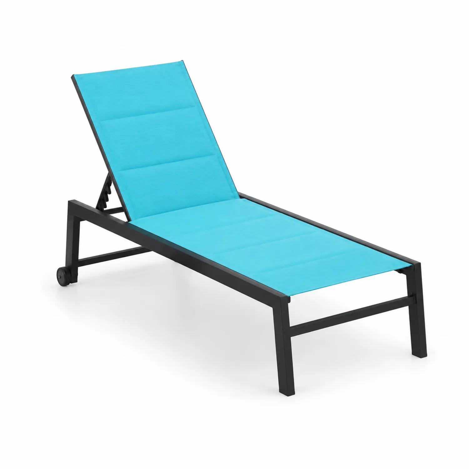 Sdraio in alluminio e tessuto poliestere blu con schienale regolabile